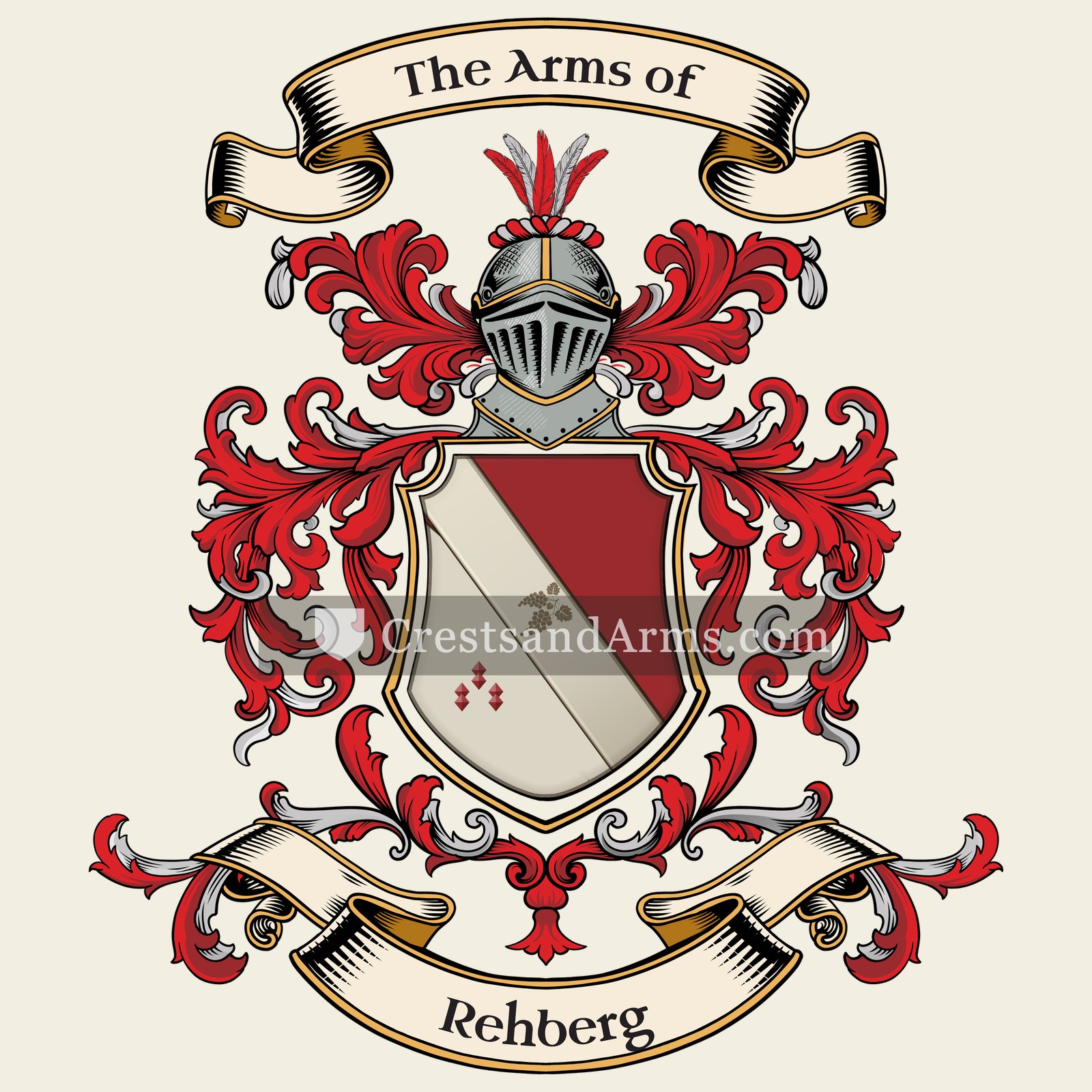 The Rehberg coat of arms, drawn from the recorded blazon