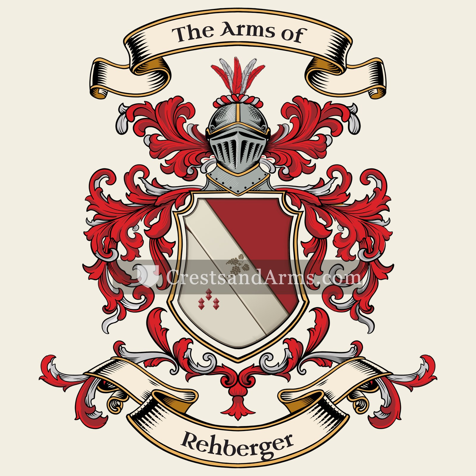 The Rehberger coat of arms, drawn from the recorded blazon