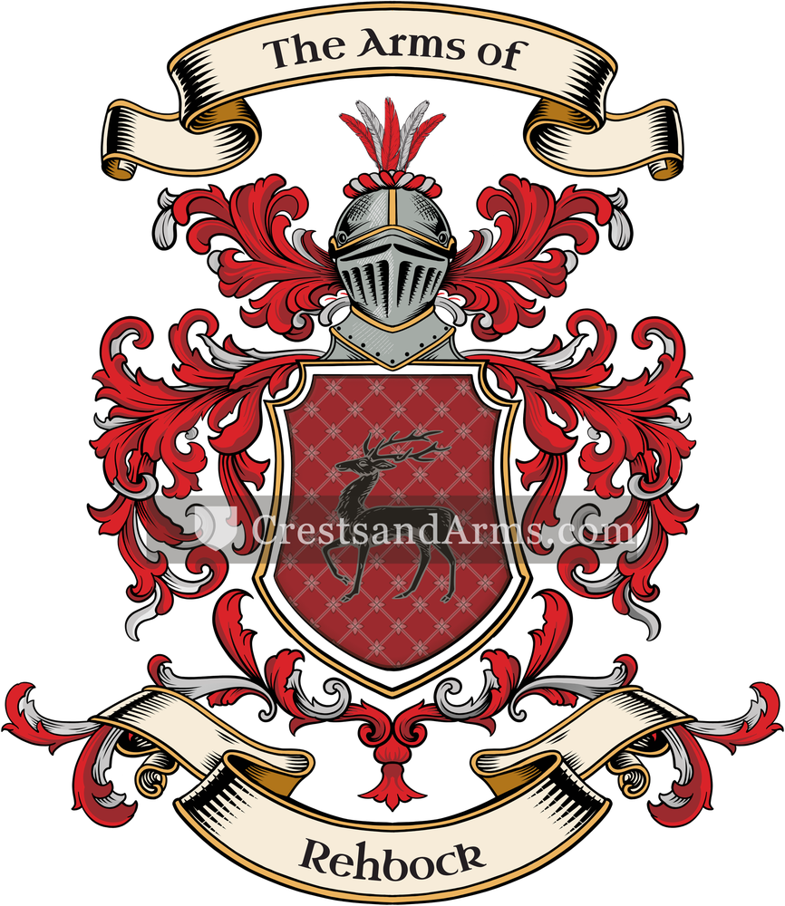 The Rehbock coat of arms, drawn from the recorded blazon