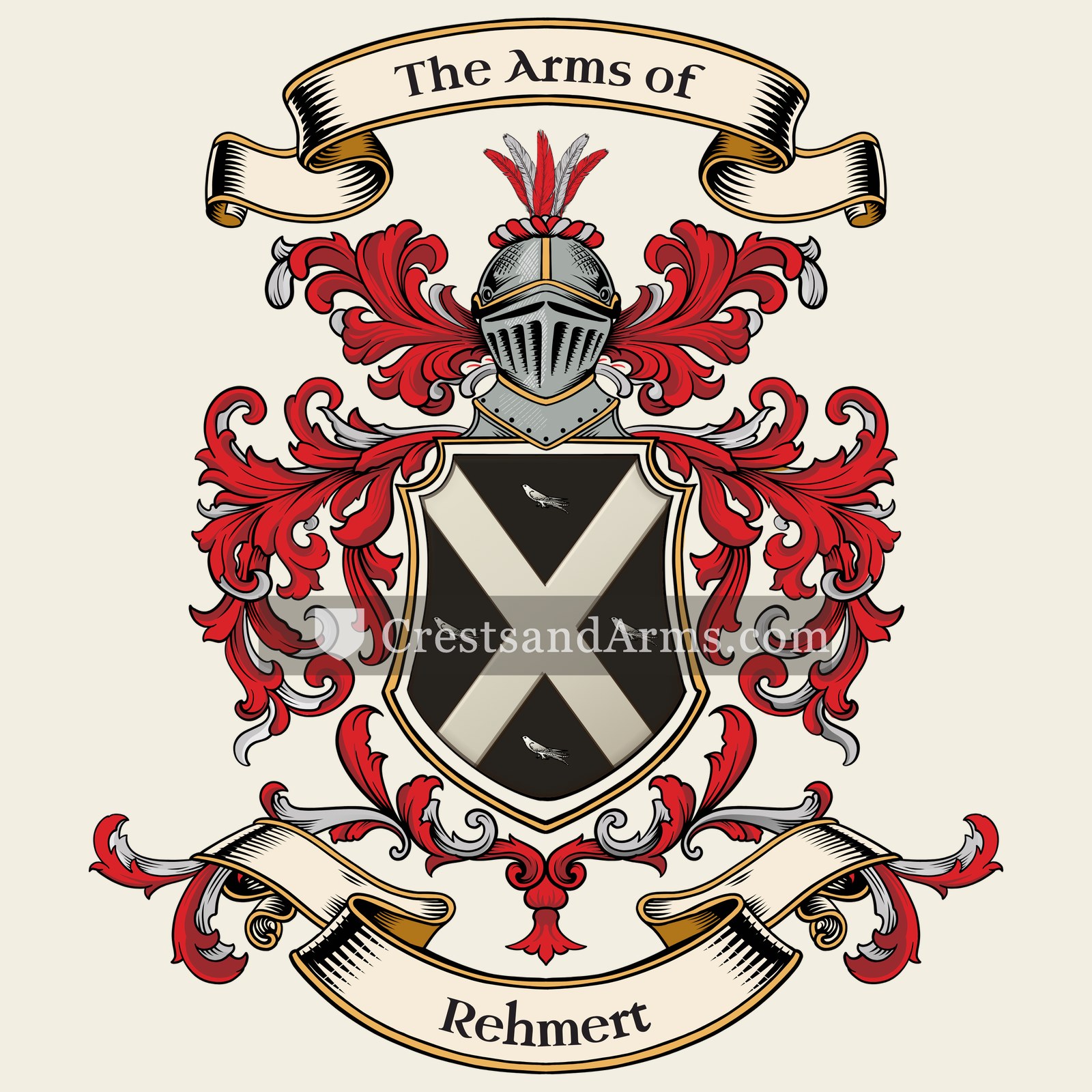 The Rehmert coat of arms, drawn from the recorded blazon