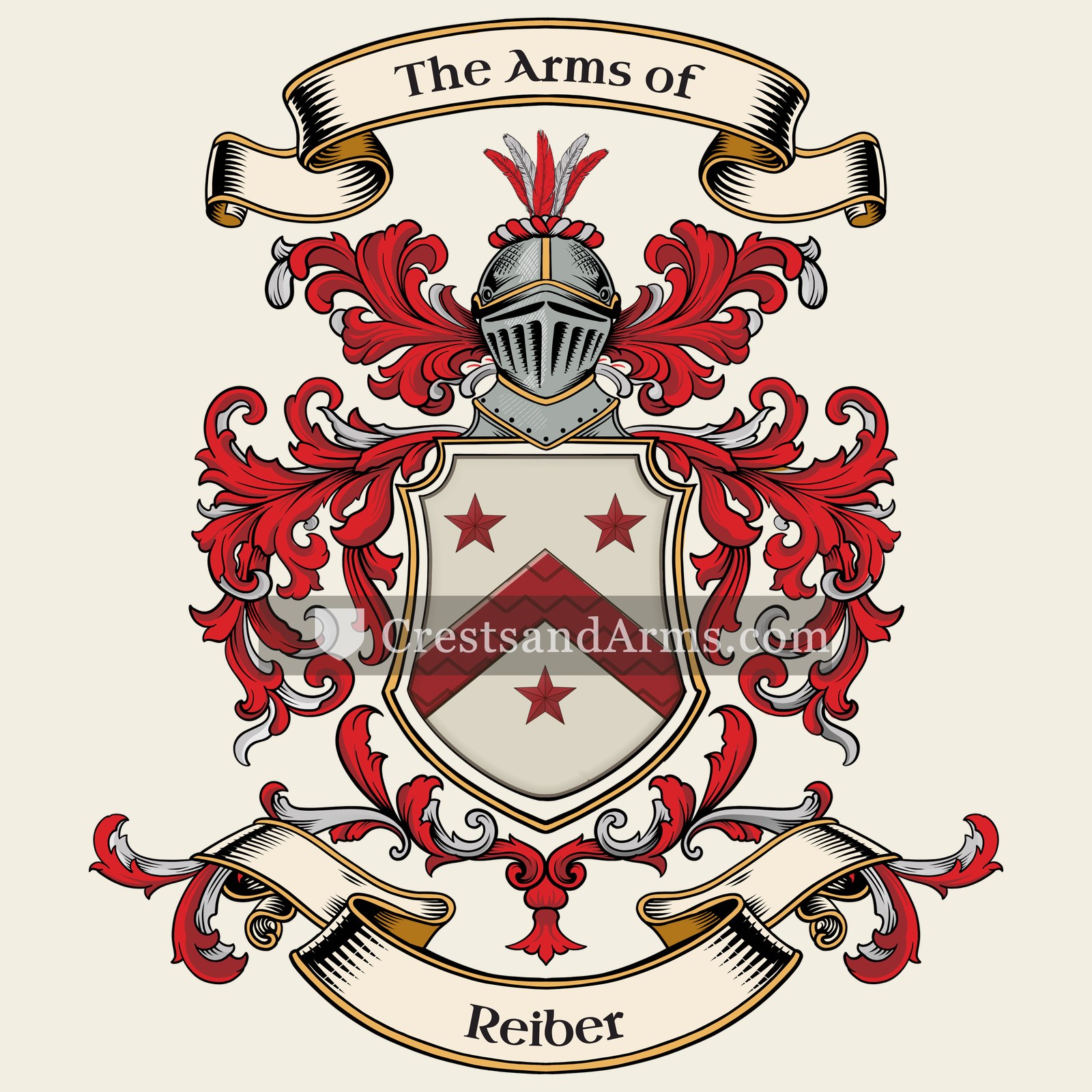 The Reiber coat of arms, drawn from the recorded blazon