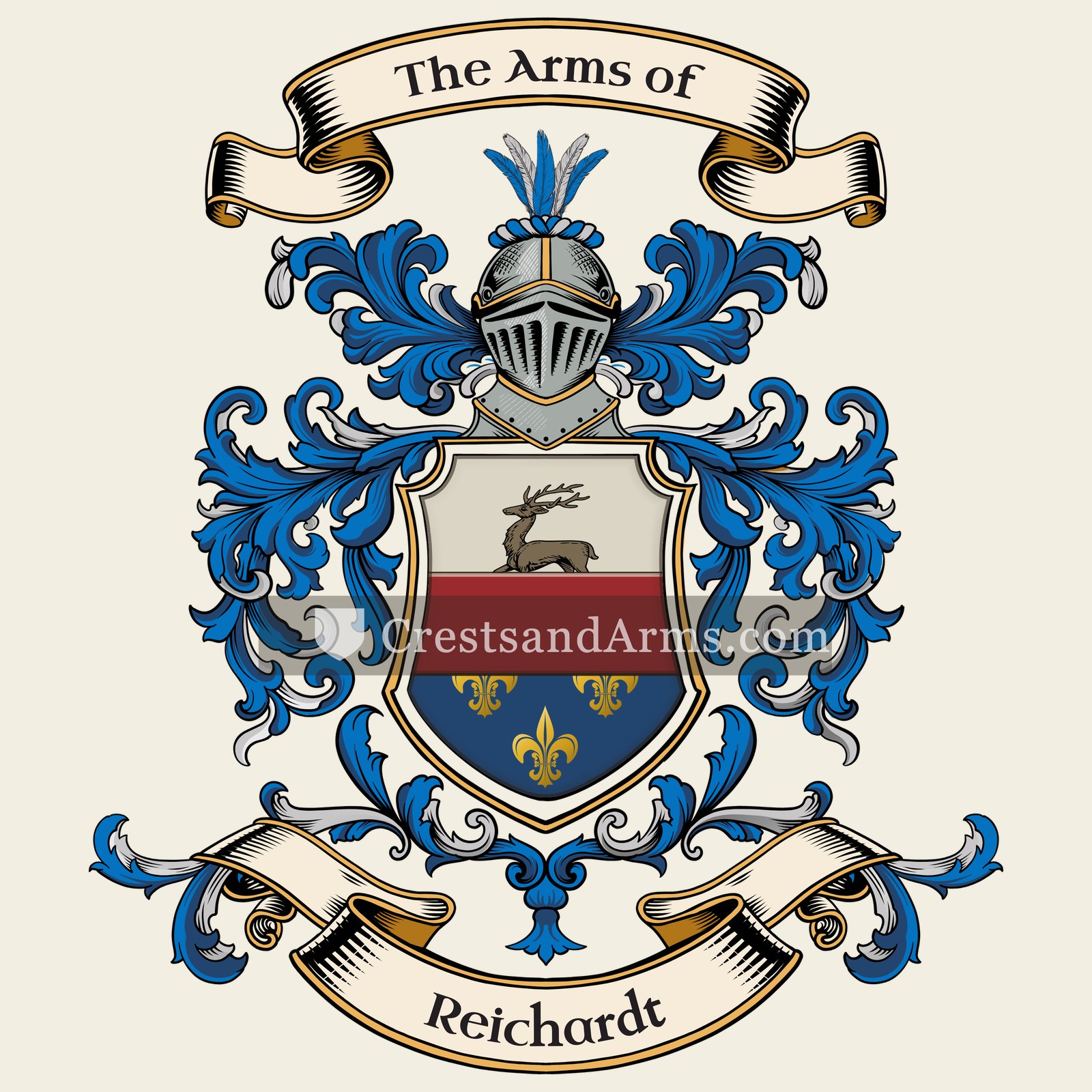 The Reichardt coat of arms, drawn from the recorded blazon