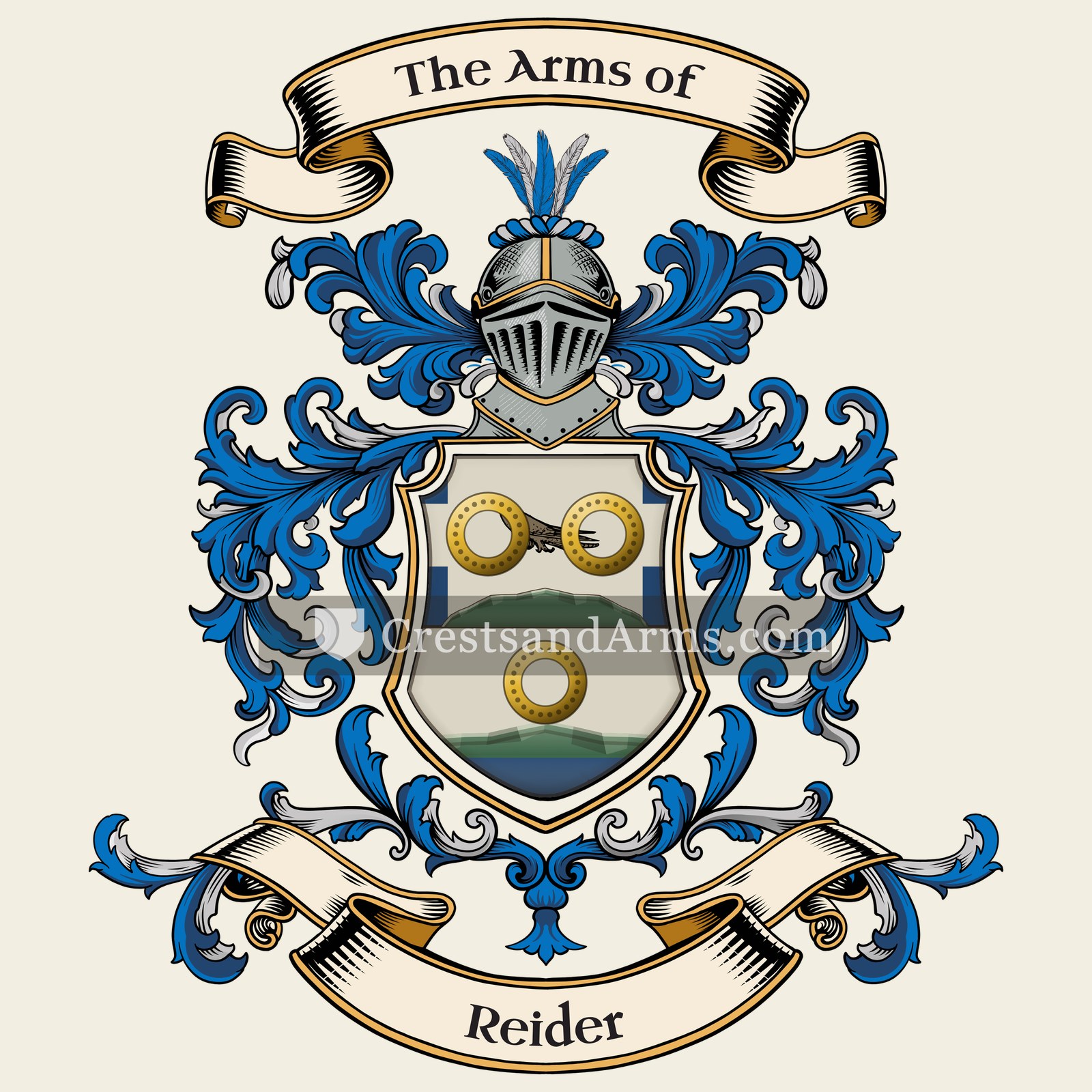 The Reider coat of arms, drawn from the recorded blazon