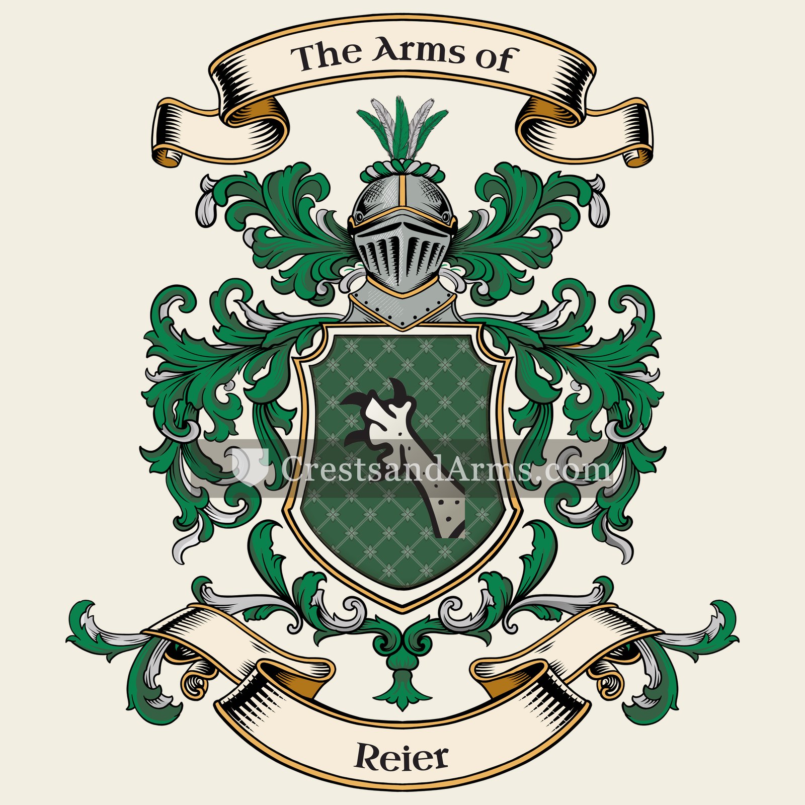The Reier coat of arms, drawn from the recorded blazon