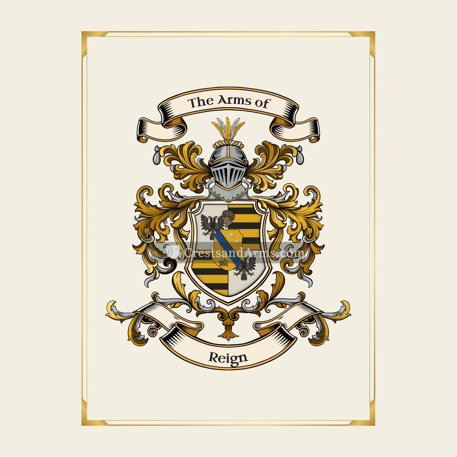 With gold border