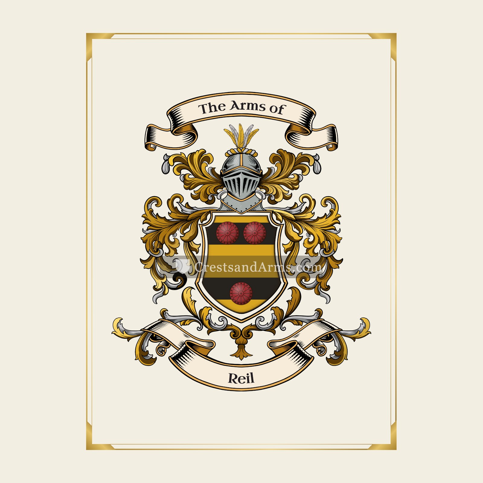 With gold border