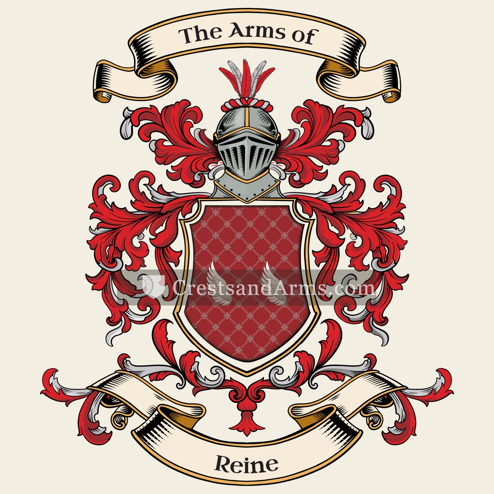 The Reine coat of arms, drawn from the recorded blazon