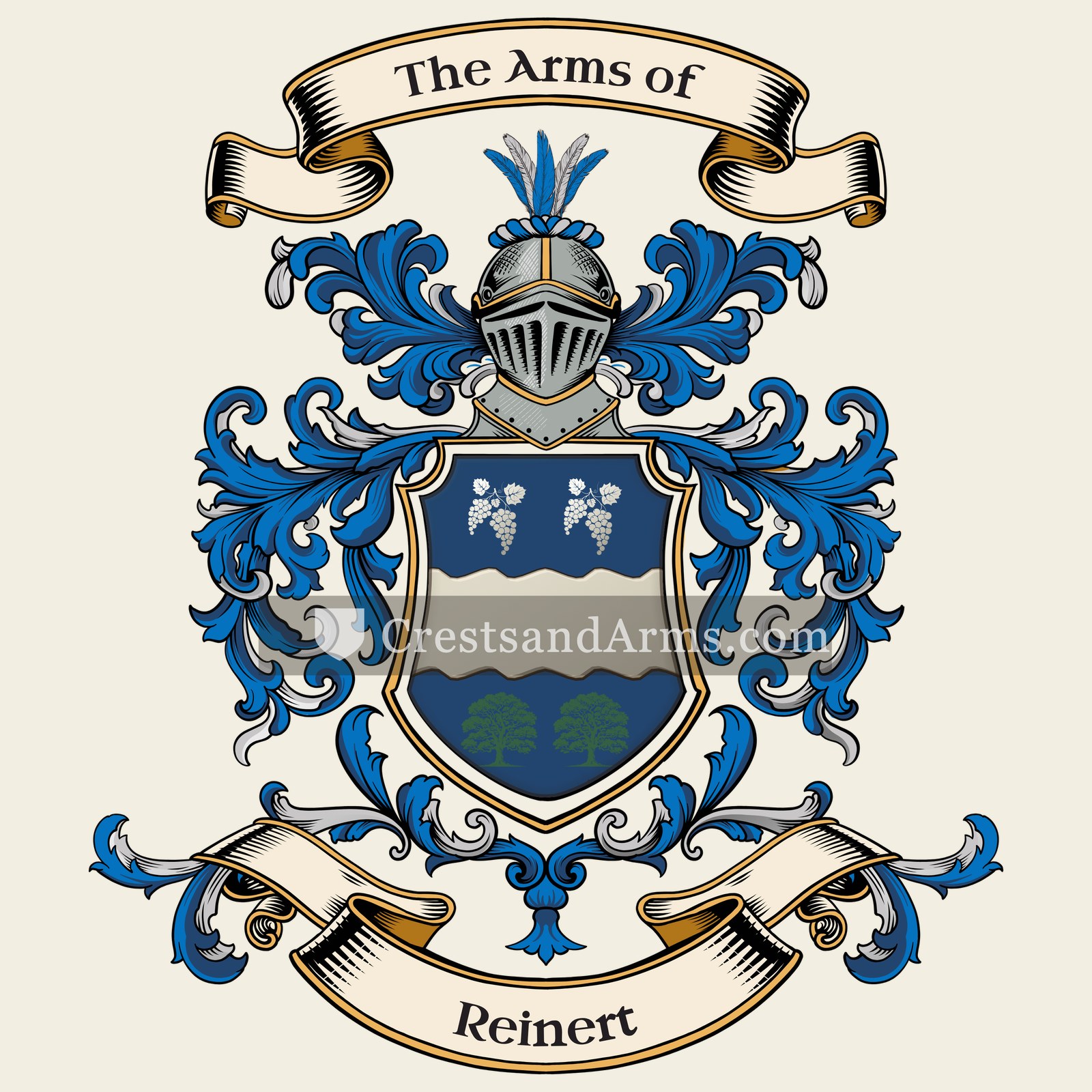 The Reinert coat of arms, drawn from the recorded blazon