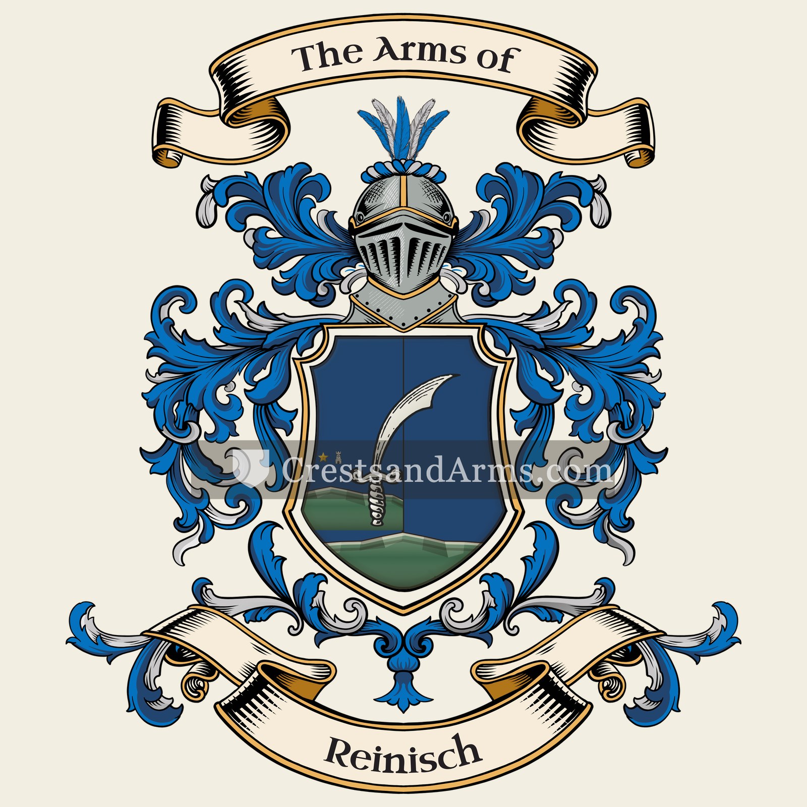 The Reinisch coat of arms, drawn from the recorded blazon