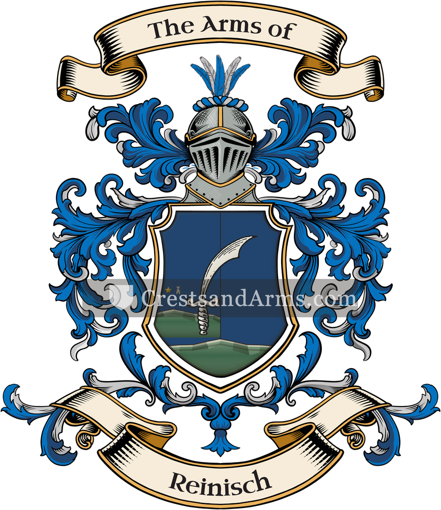 The Reinisch coat of arms, drawn from the recorded blazon