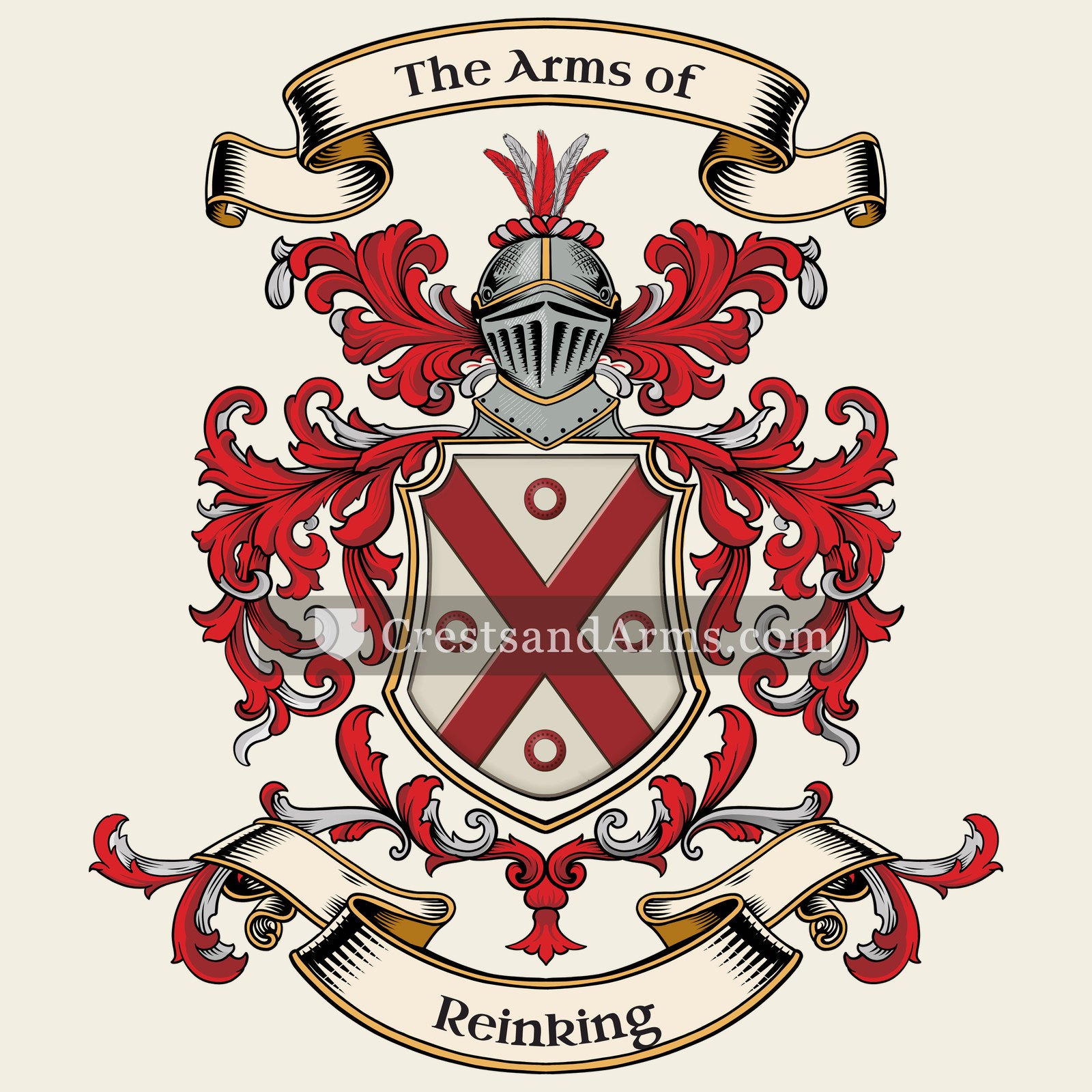 The Reinking coat of arms, drawn from the recorded blazon