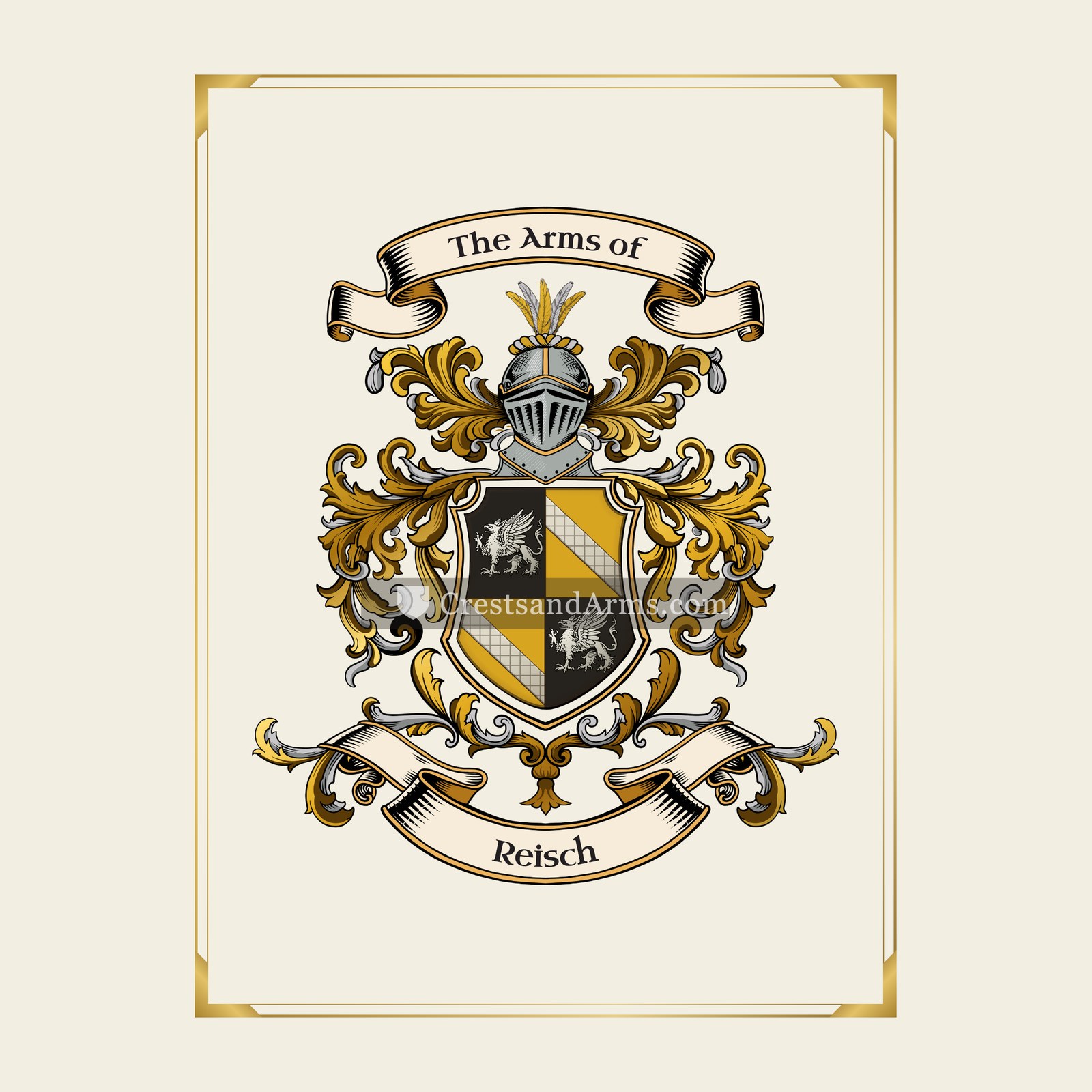 With gold border