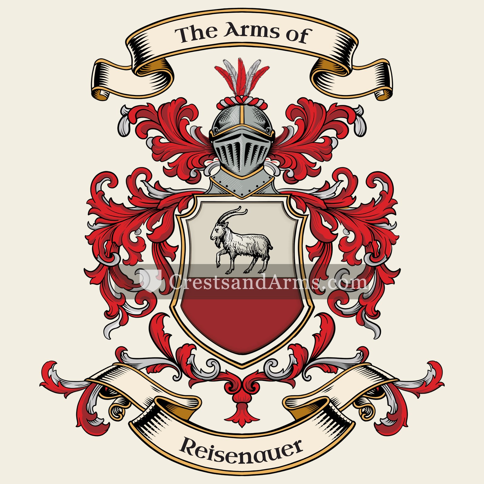 The Reisenauer coat of arms, drawn from the recorded blazon