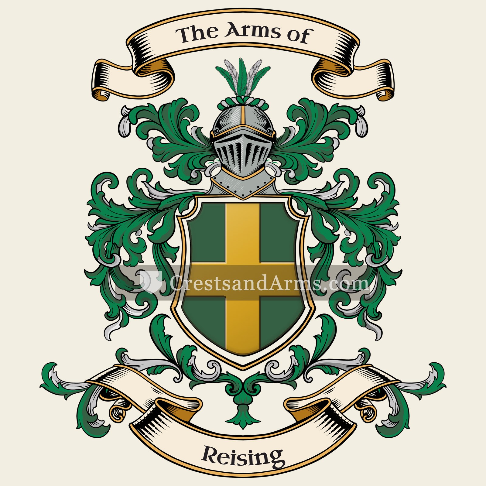 The Reising coat of arms, drawn from the recorded blazon
