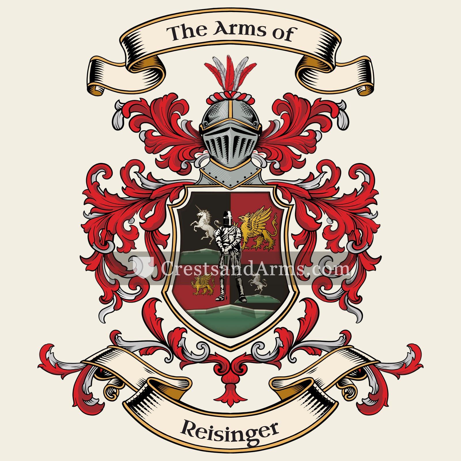 The Reisinger coat of arms, drawn from the recorded blazon