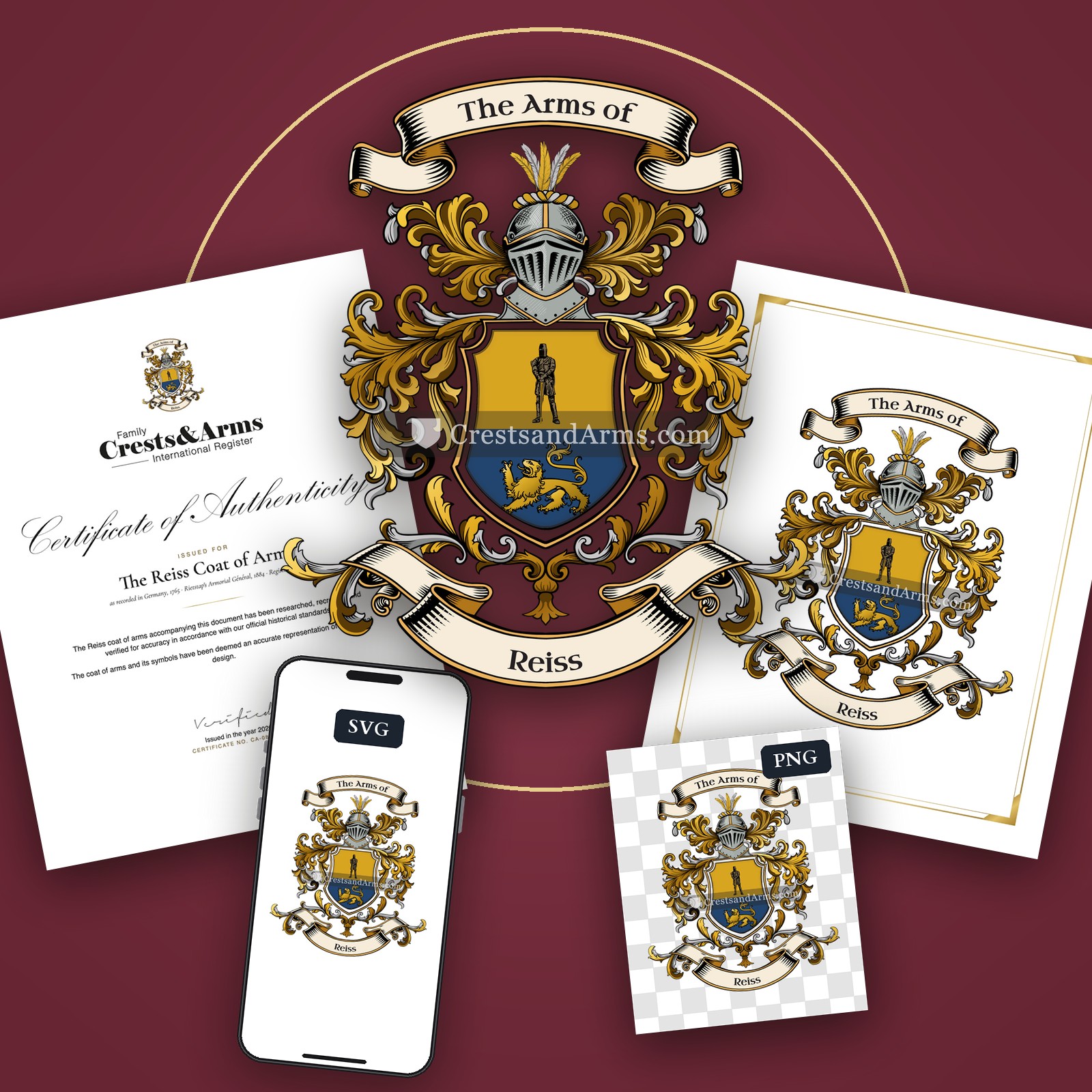 The Reiss arms on the coat of arms — digital pack