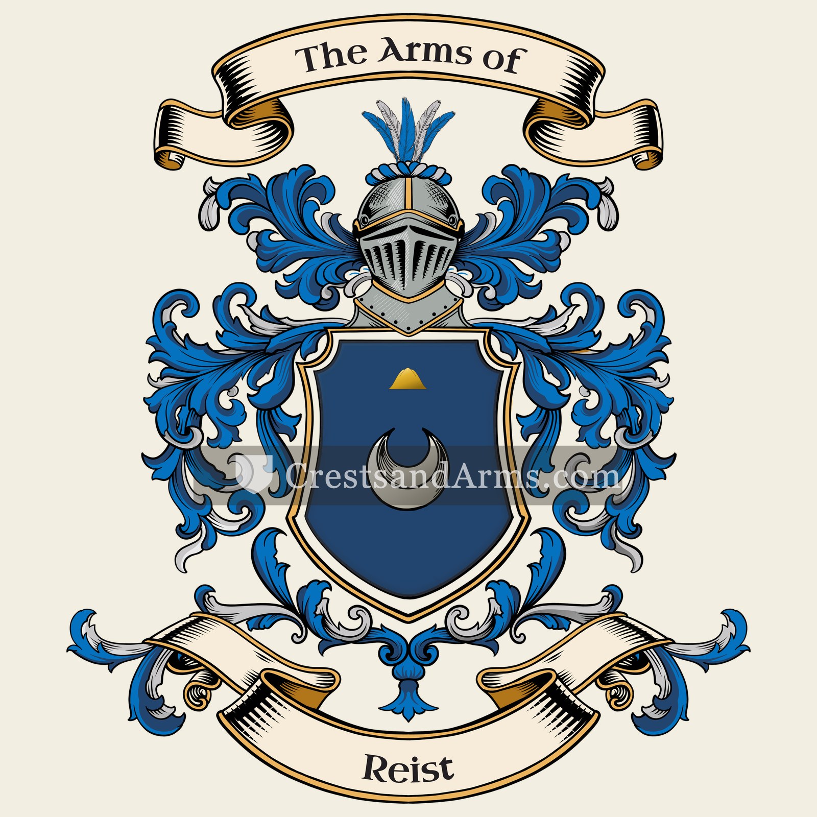The Reist coat of arms, drawn from the recorded blazon