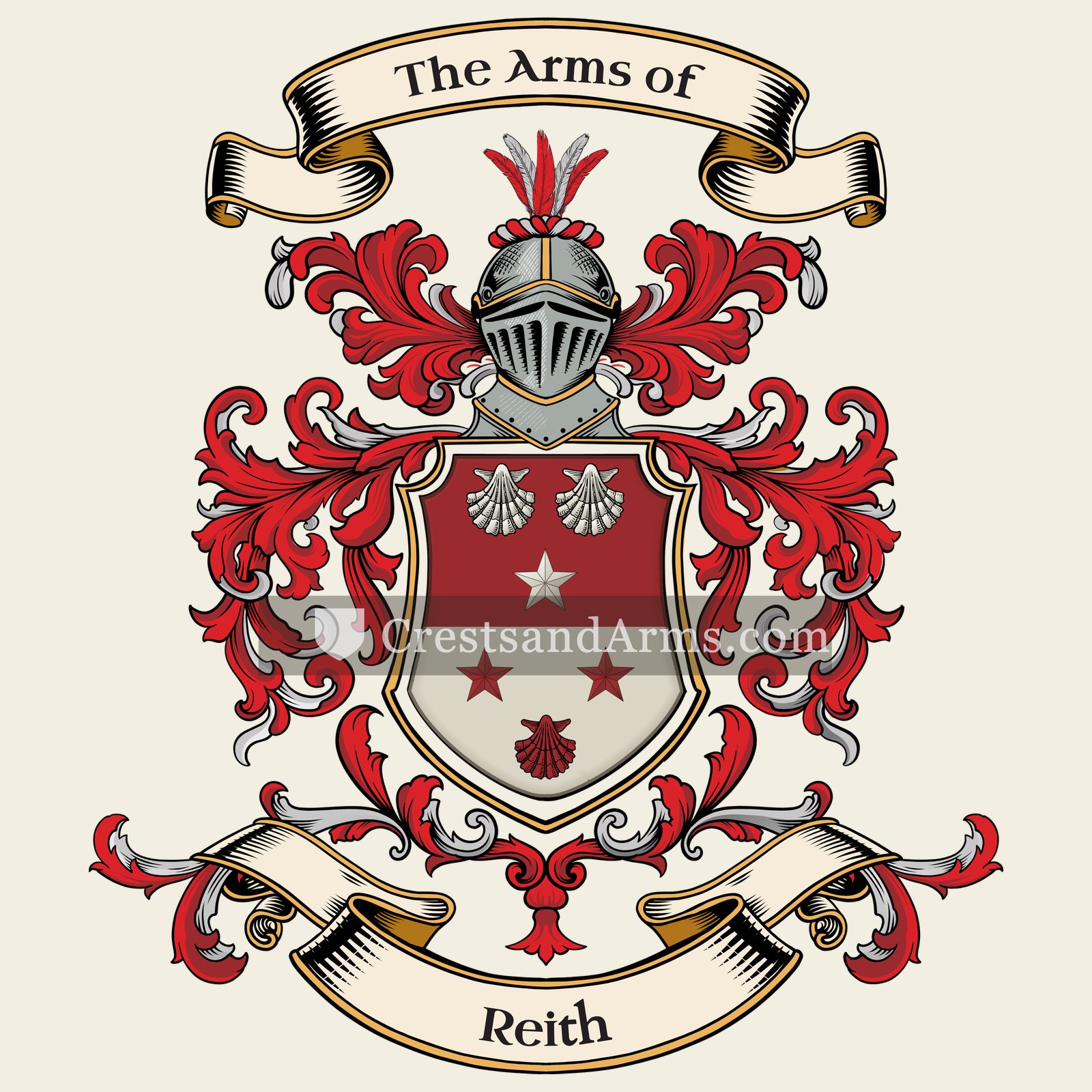 The Reith coat of arms, drawn from the recorded blazon