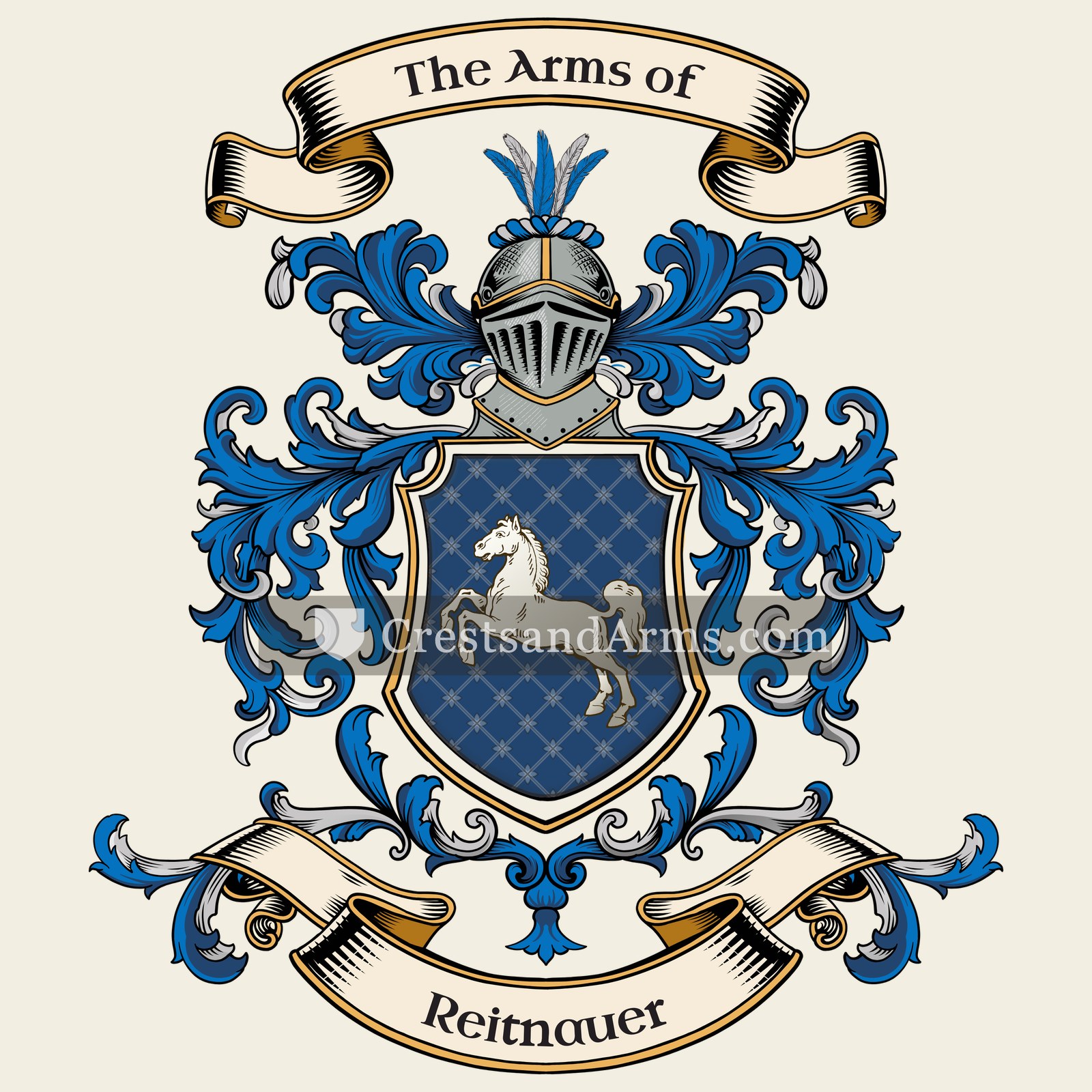 The Reitnauer coat of arms, drawn from the recorded blazon
