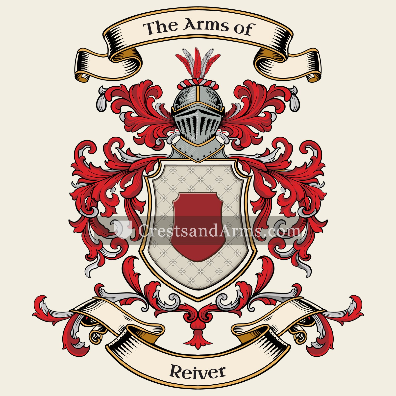 The Reiver coat of arms, drawn from the recorded blazon
