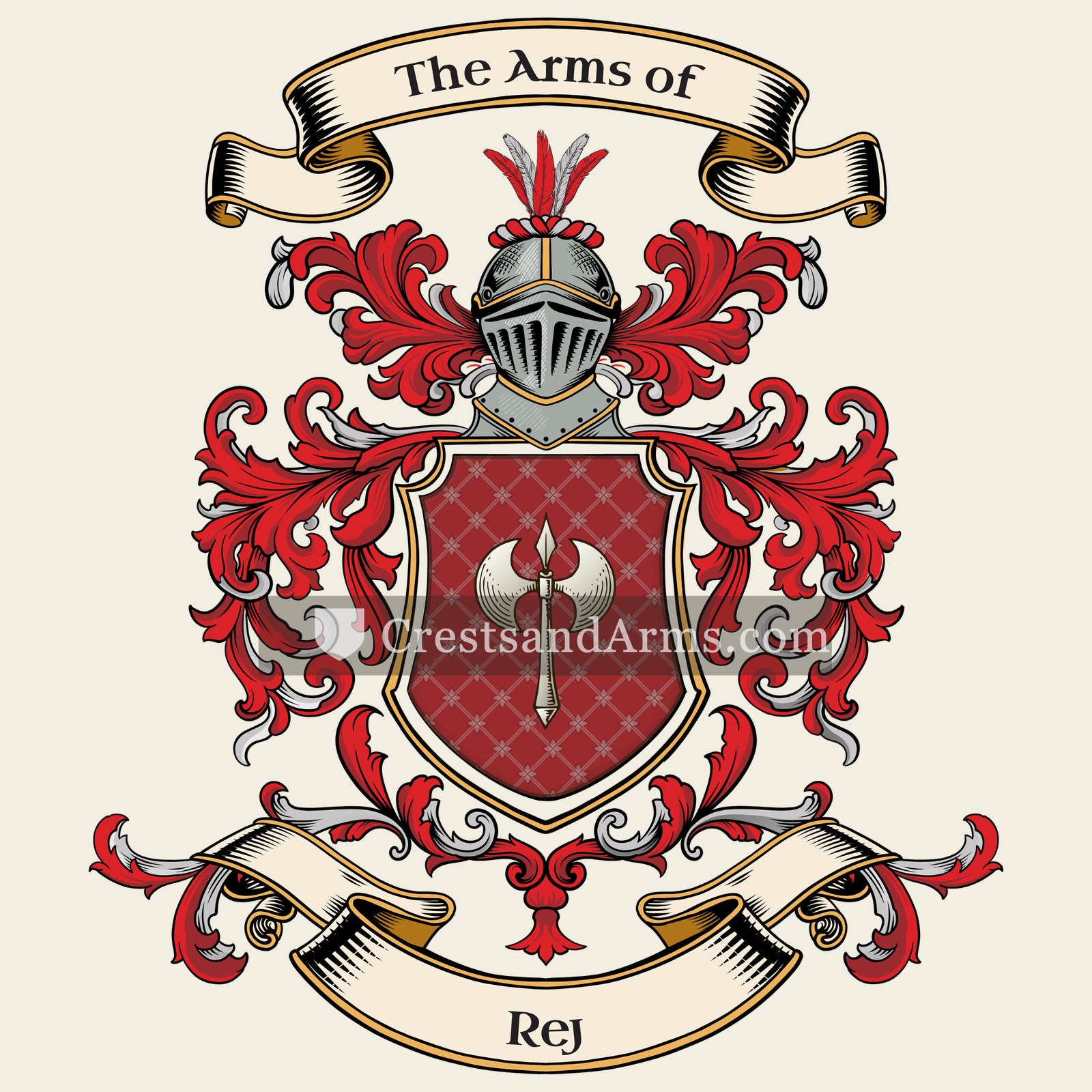 The Rej coat of arms, drawn from the recorded blazon