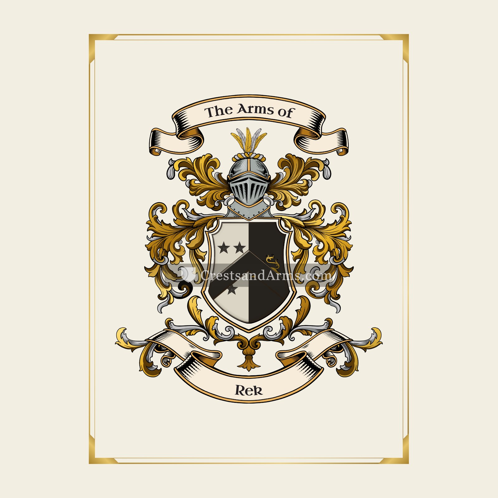 With gold border