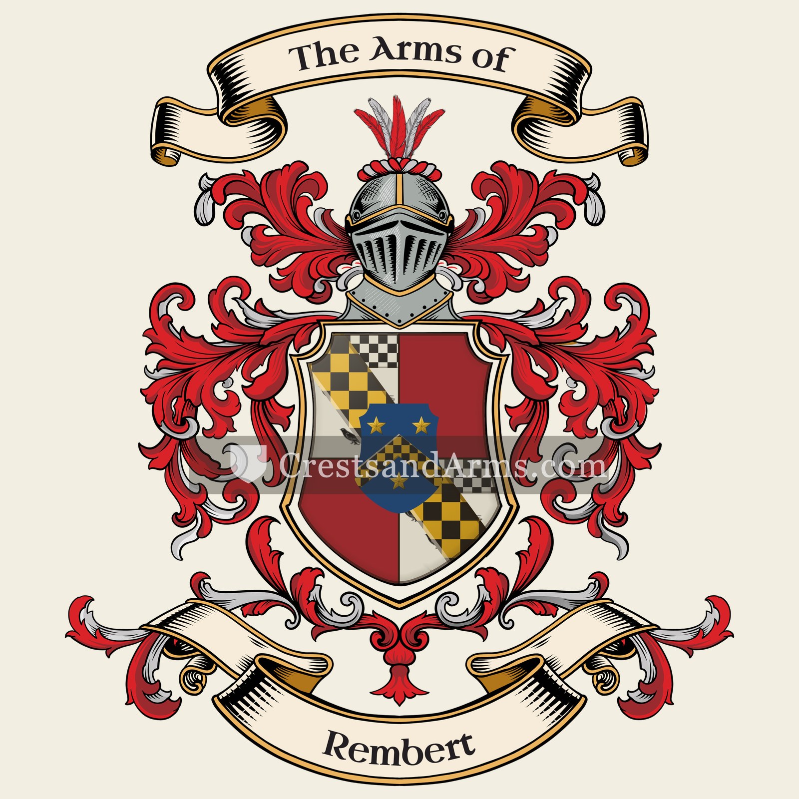 The Rembert coat of arms, drawn from the recorded blazon