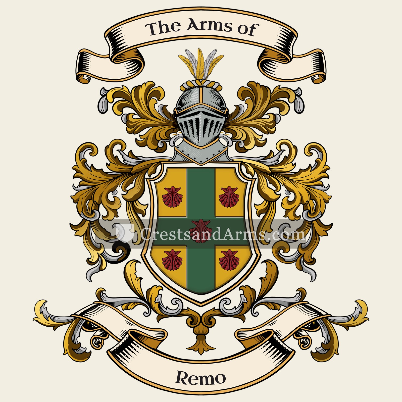 The Remo coat of arms, drawn from the recorded blazon