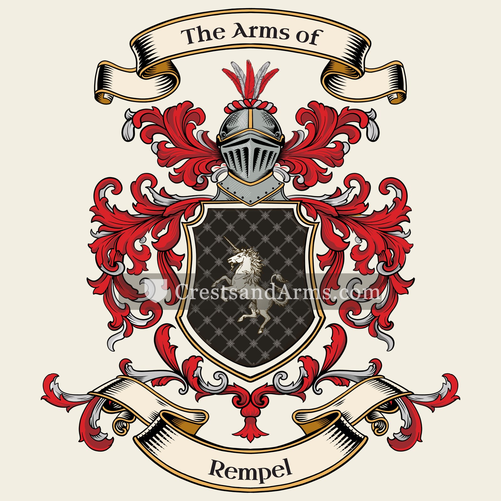 The Rempel coat of arms, drawn from the recorded blazon