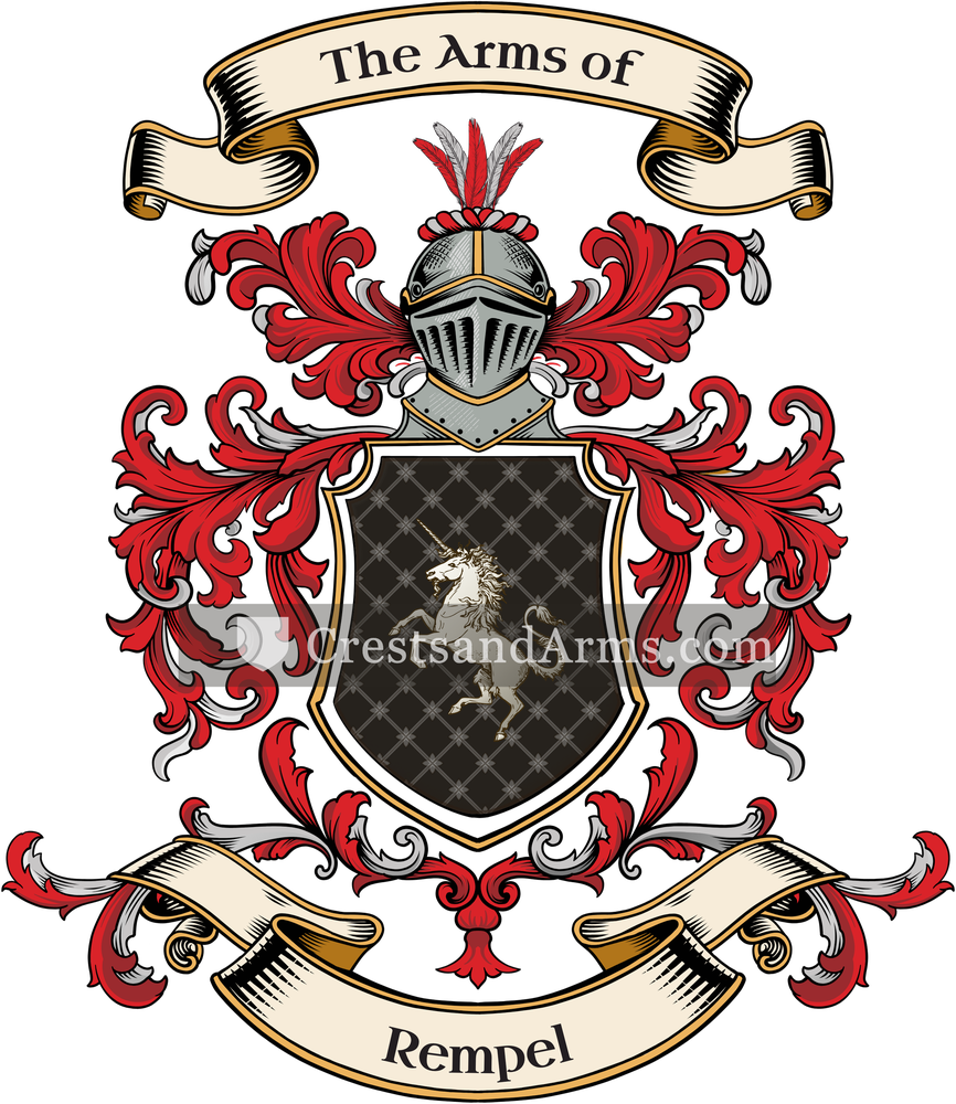 The Rempel coat of arms, drawn from the recorded blazon