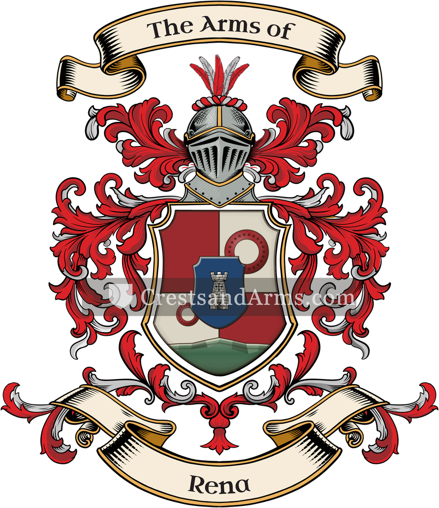 The Rena coat of arms, drawn from the recorded blazon