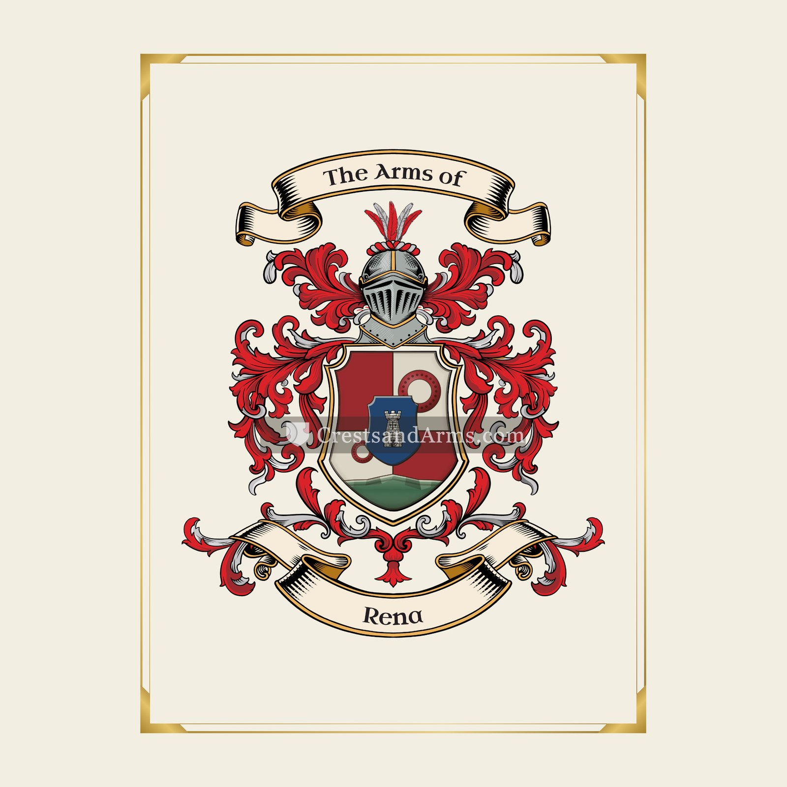 With gold border