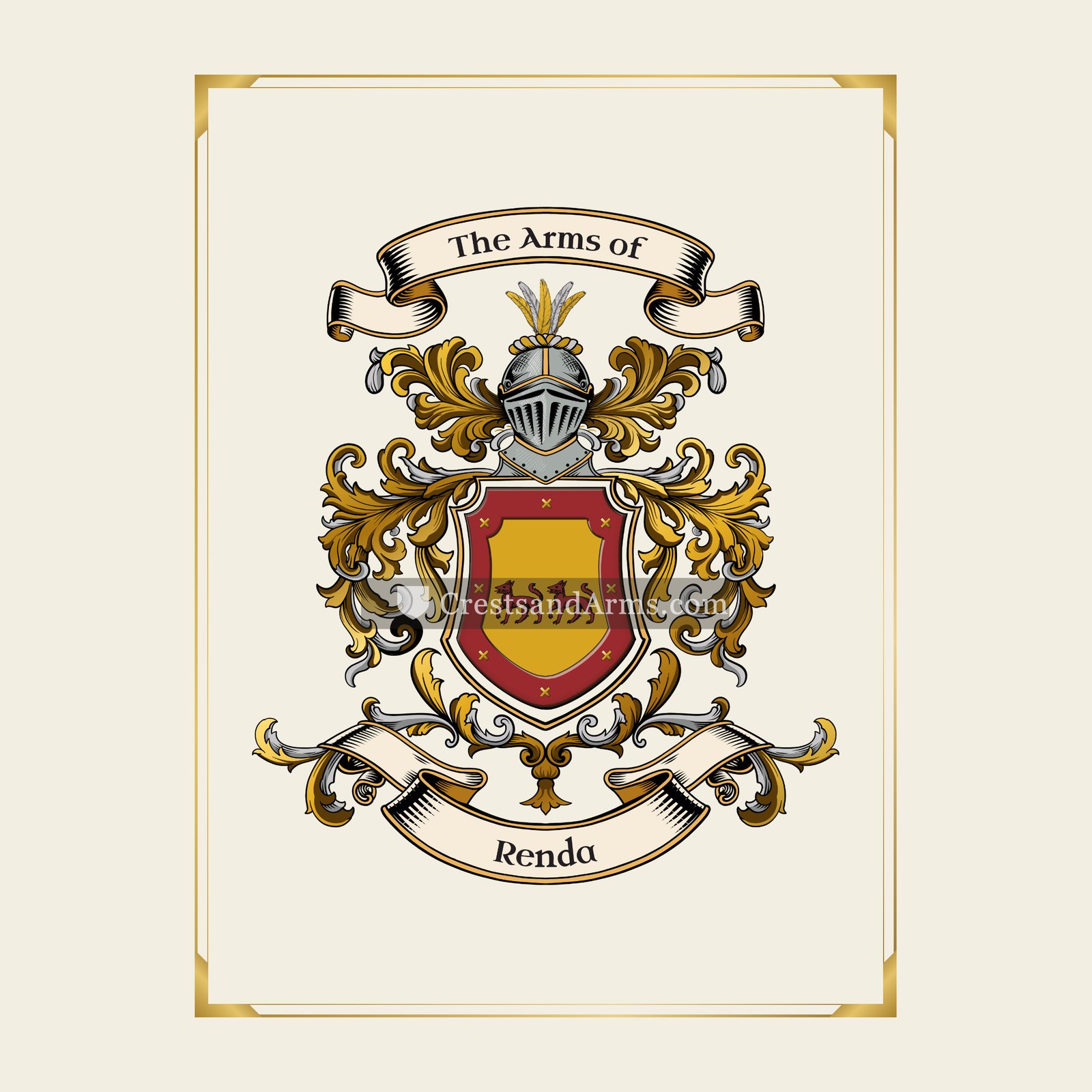 With gold border