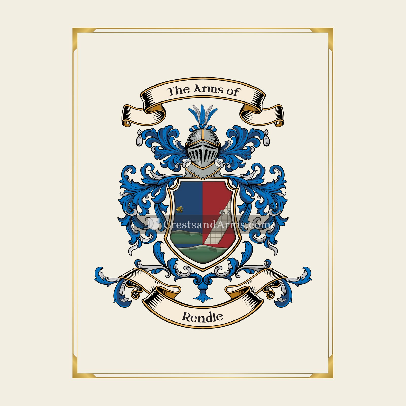 With gold border