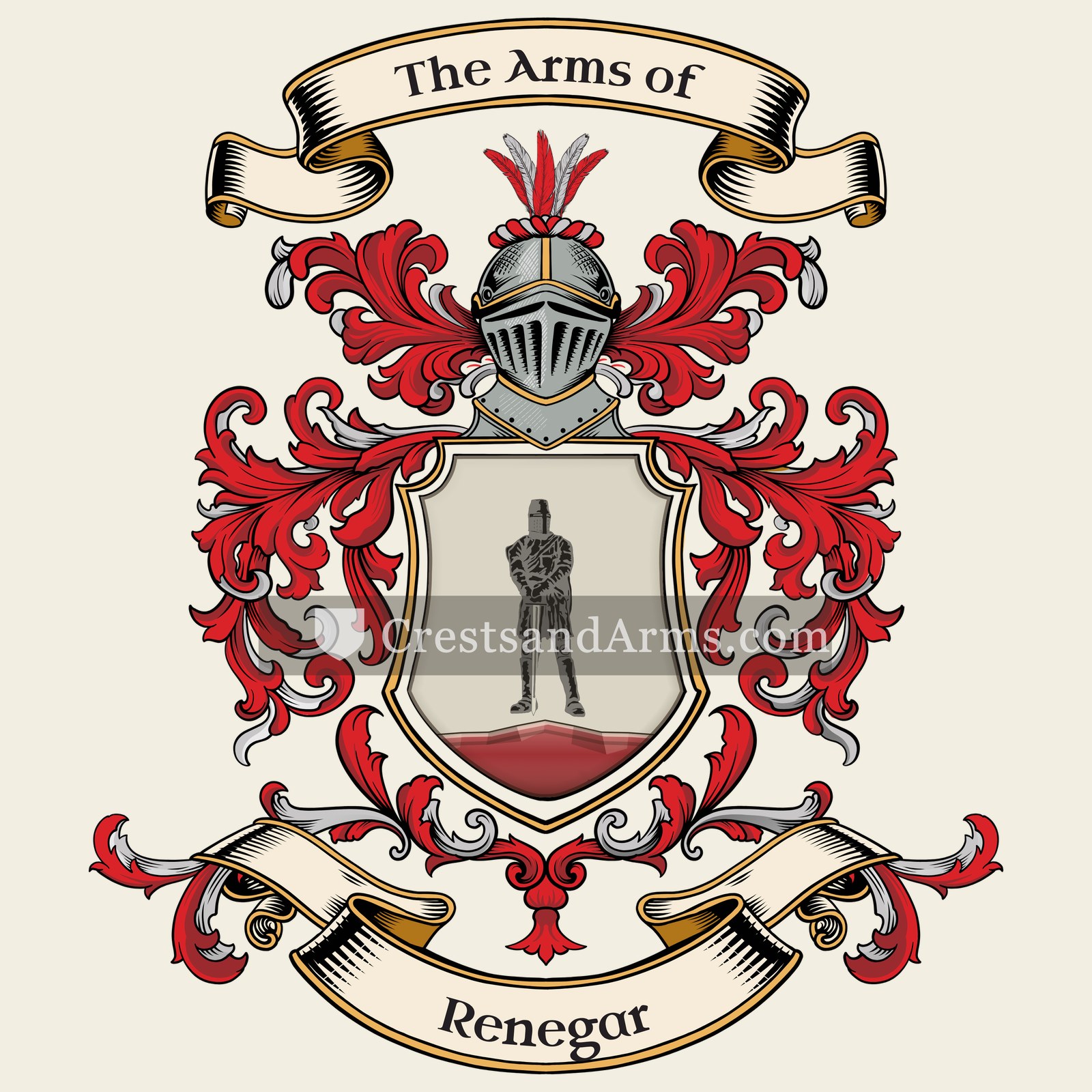 The Renegar coat of arms, drawn from the recorded blazon