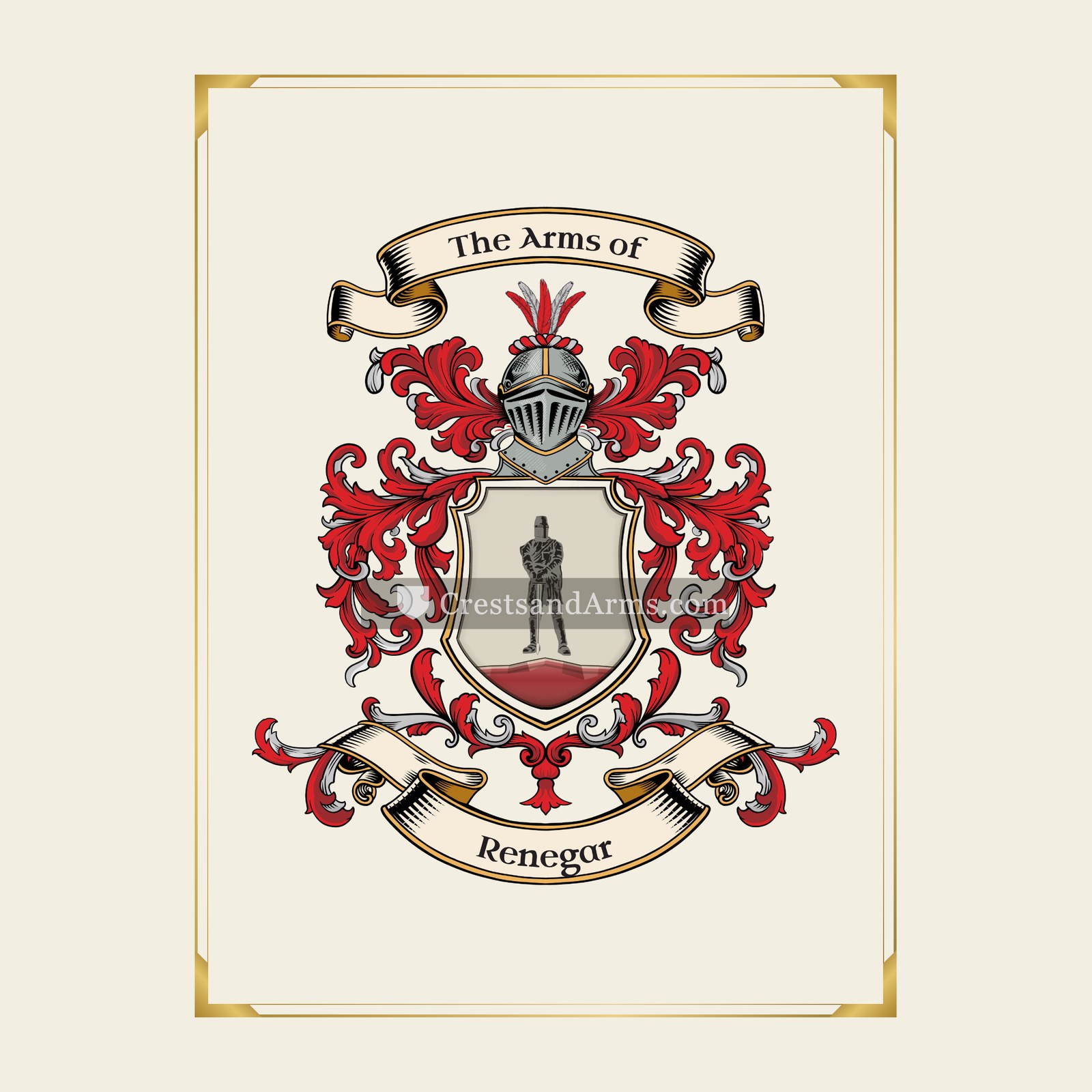 With gold border