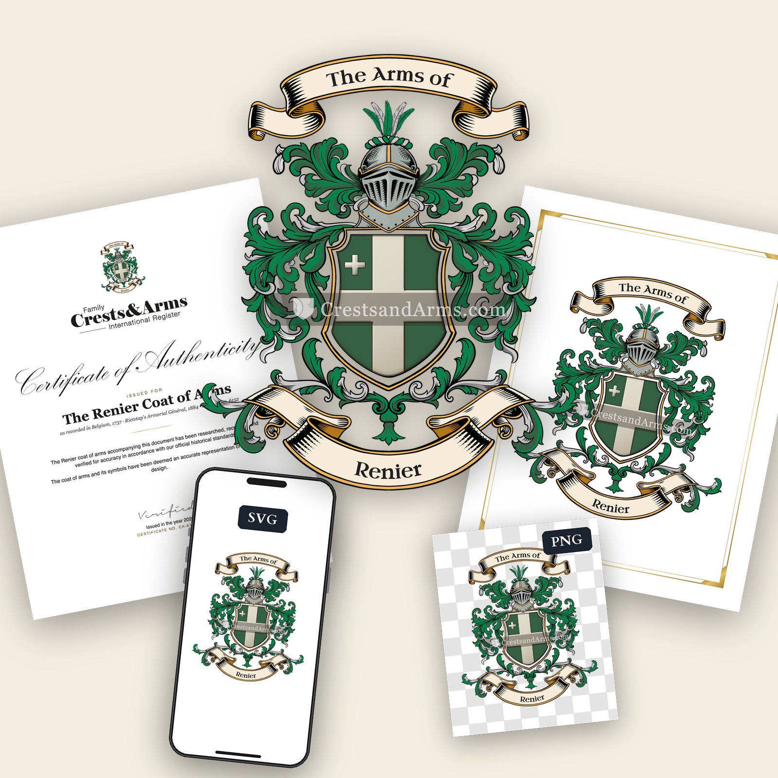 The Renier arms on the coat of arms — digital pack