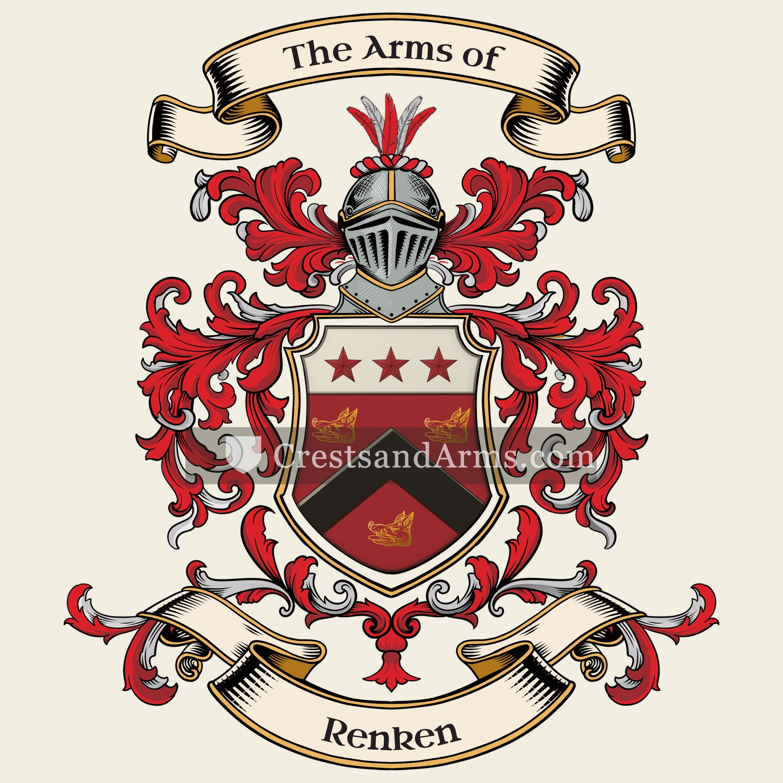 The Renken coat of arms, drawn from the recorded blazon