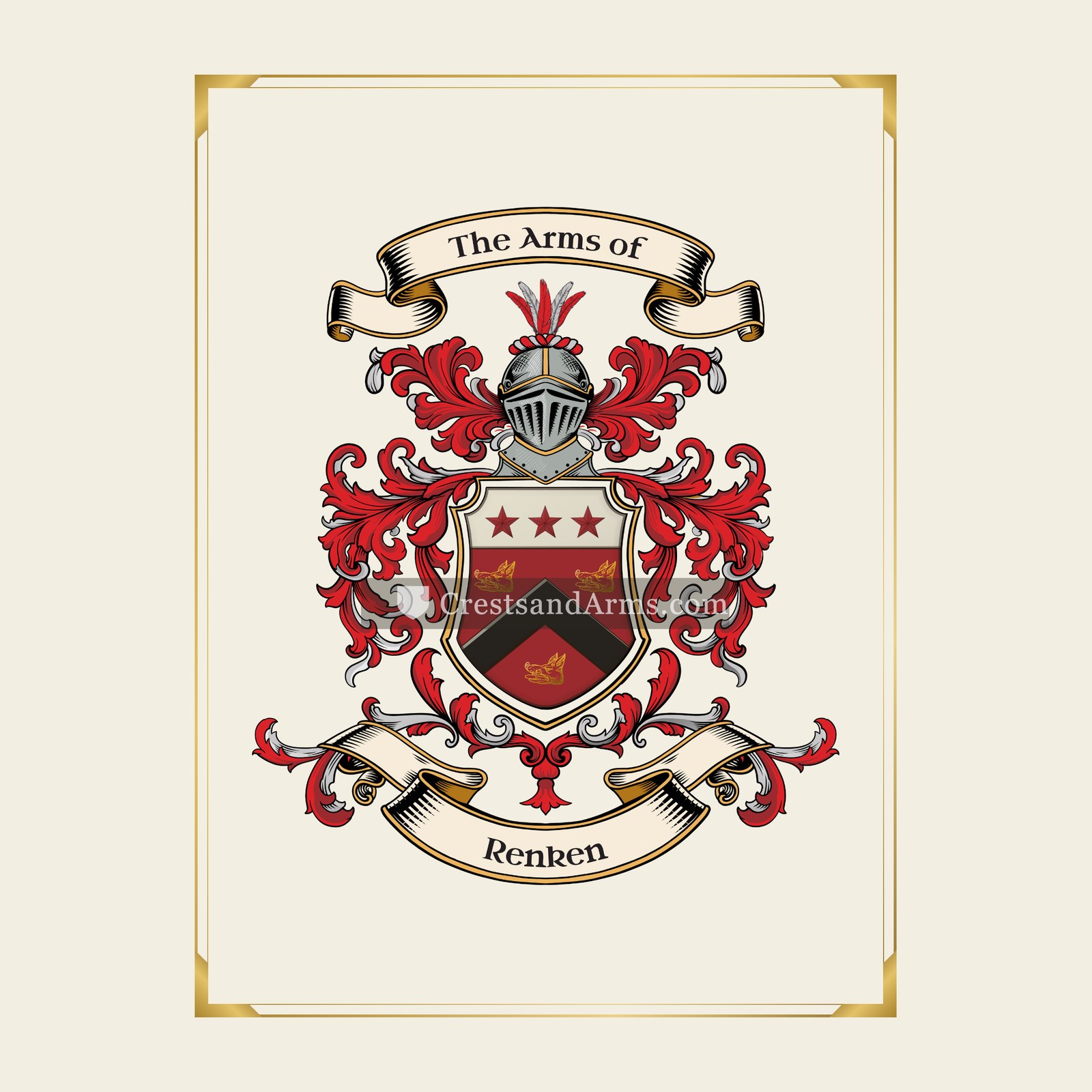 With gold border