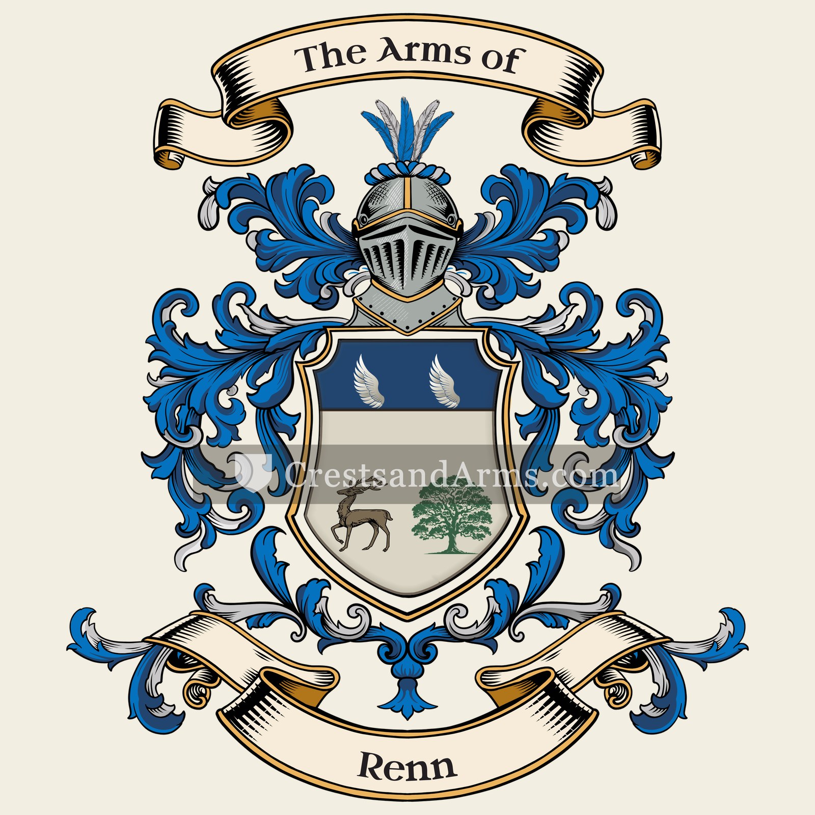 The Renn coat of arms, drawn from the recorded blazon