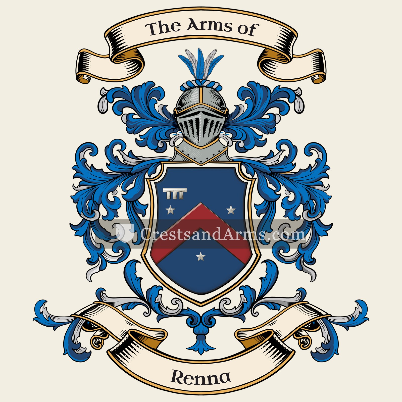 The Renna coat of arms, drawn from the recorded blazon
