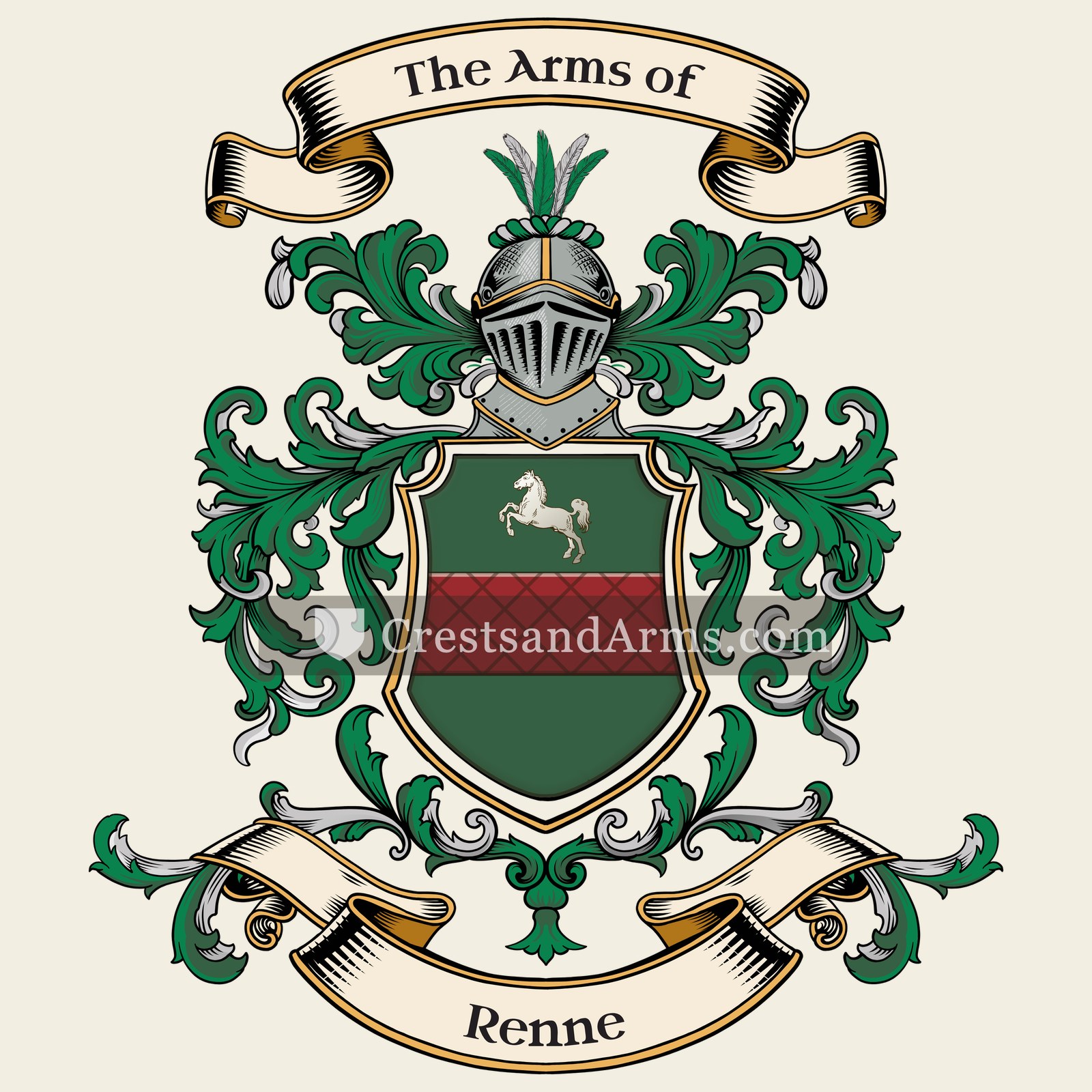 The Renne coat of arms, drawn from the recorded blazon