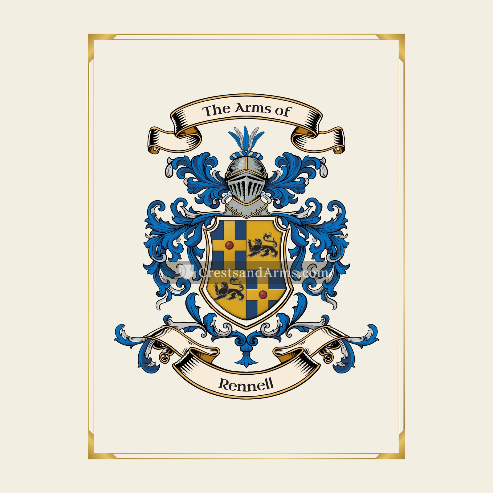 With gold border