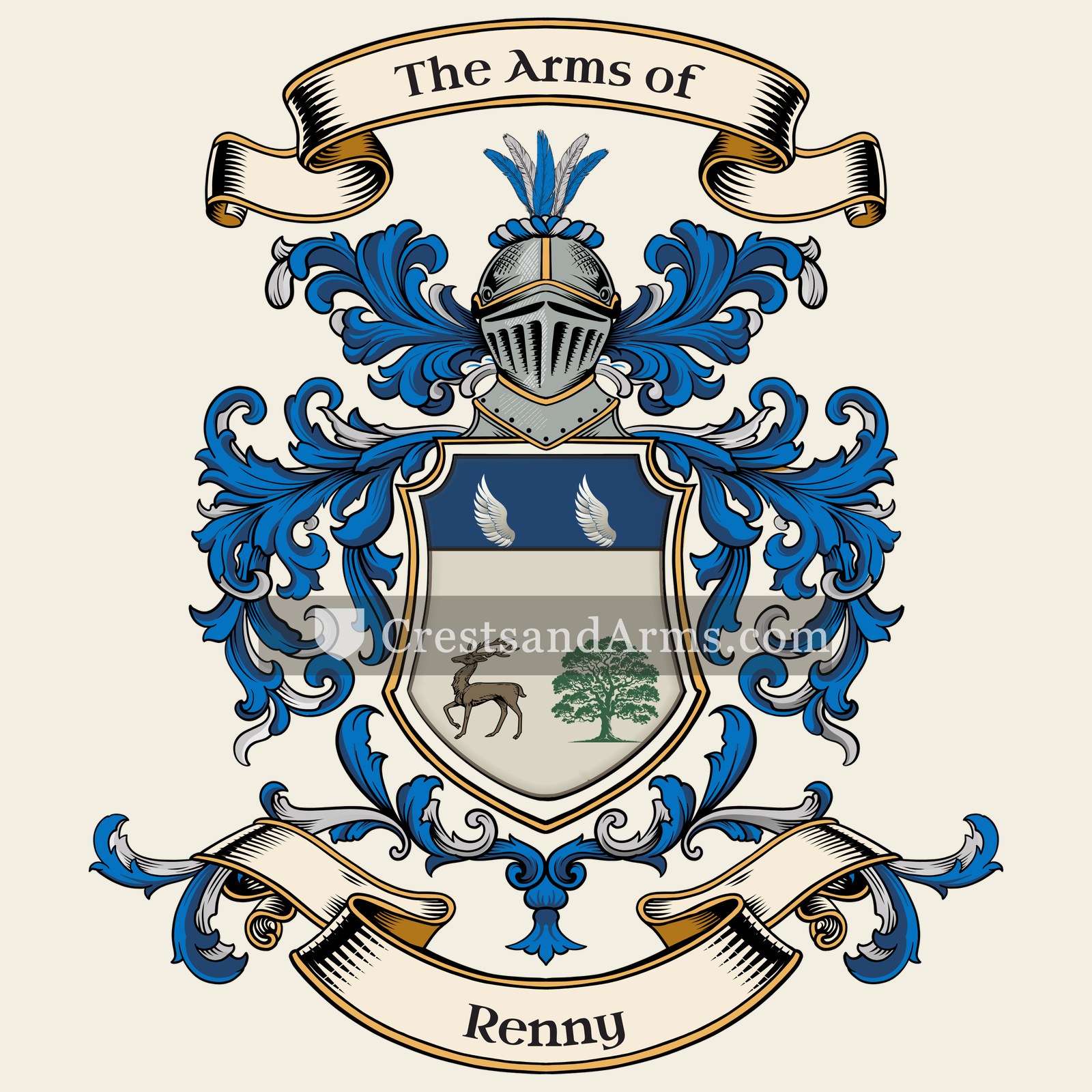 The Renny coat of arms, drawn from the recorded blazon