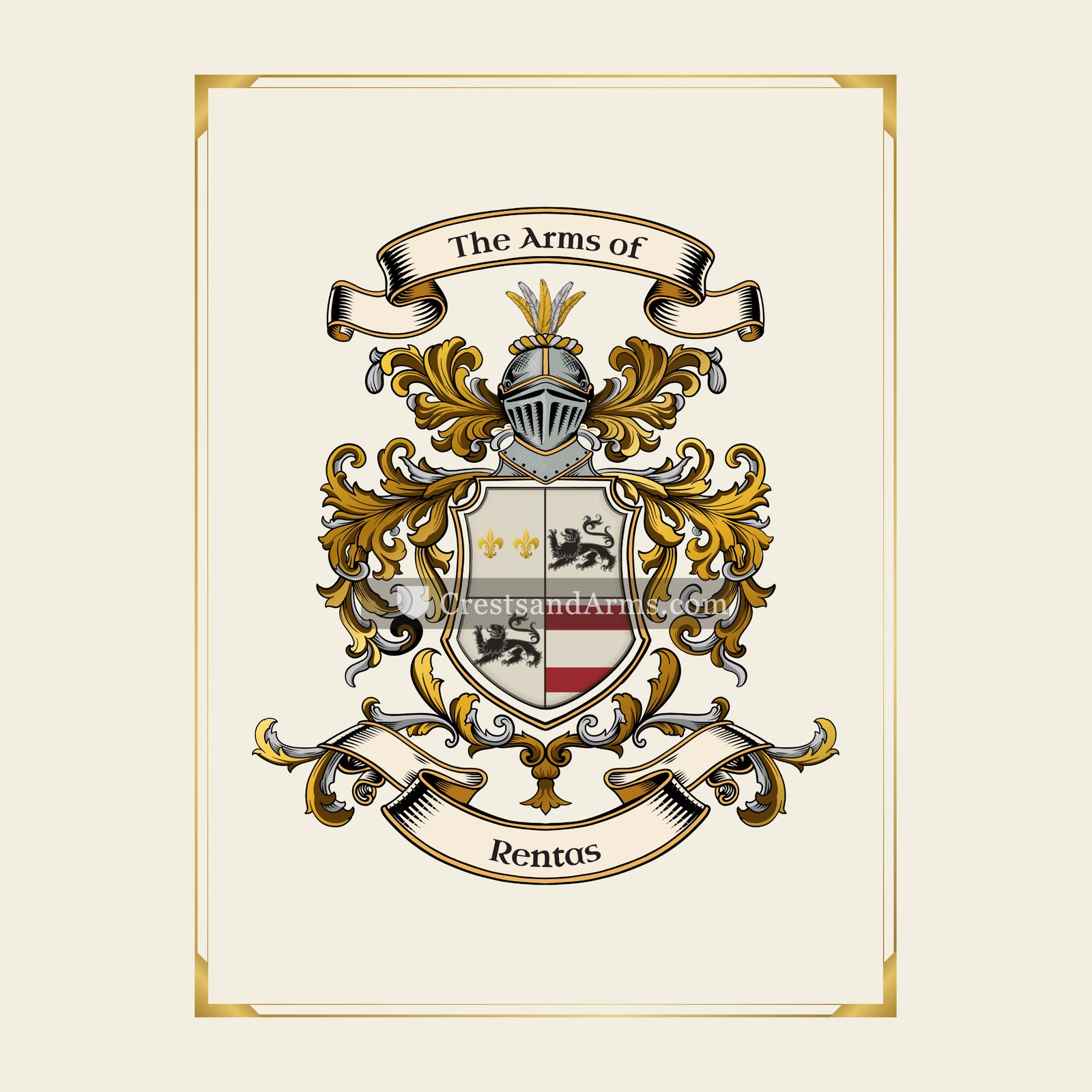 With gold border