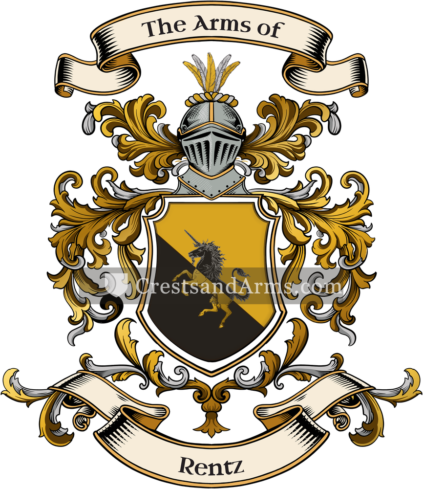 The Rentz coat of arms, drawn from the recorded blazon