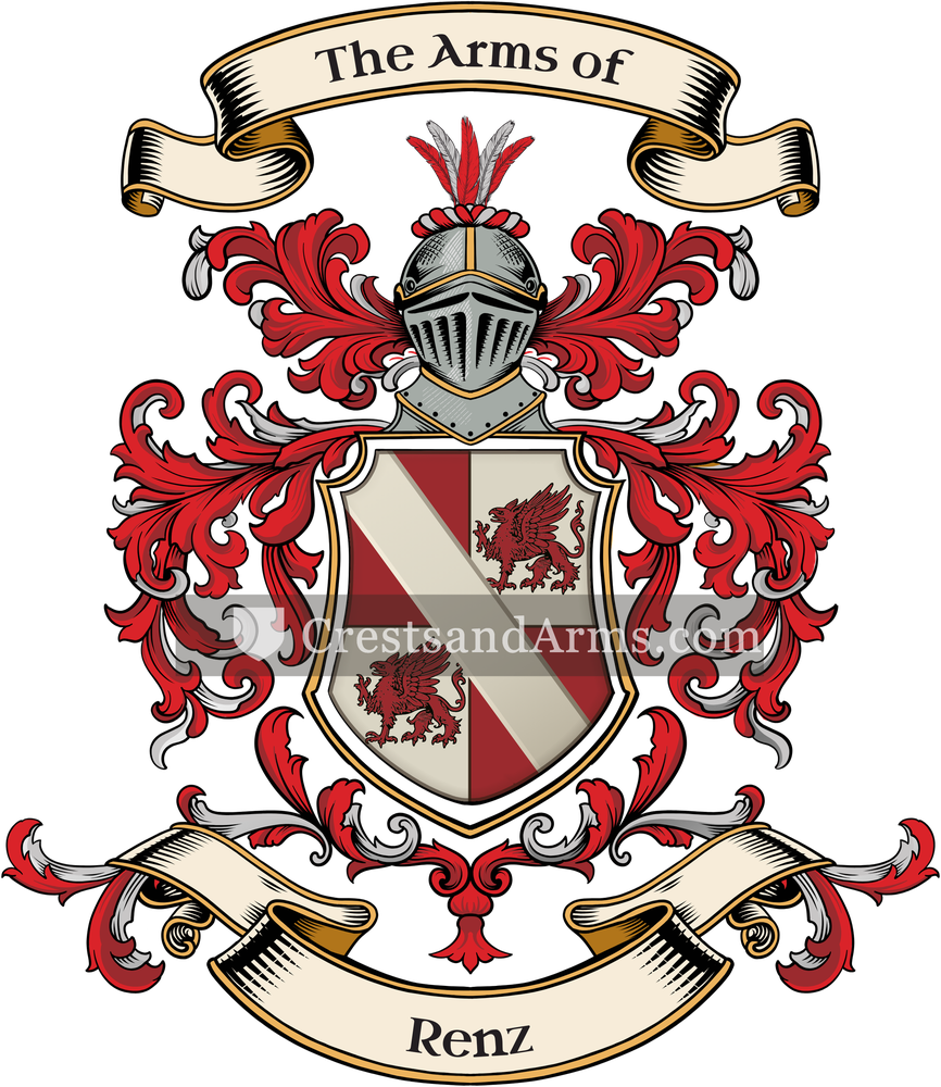 The Renz coat of arms, drawn from the recorded blazon