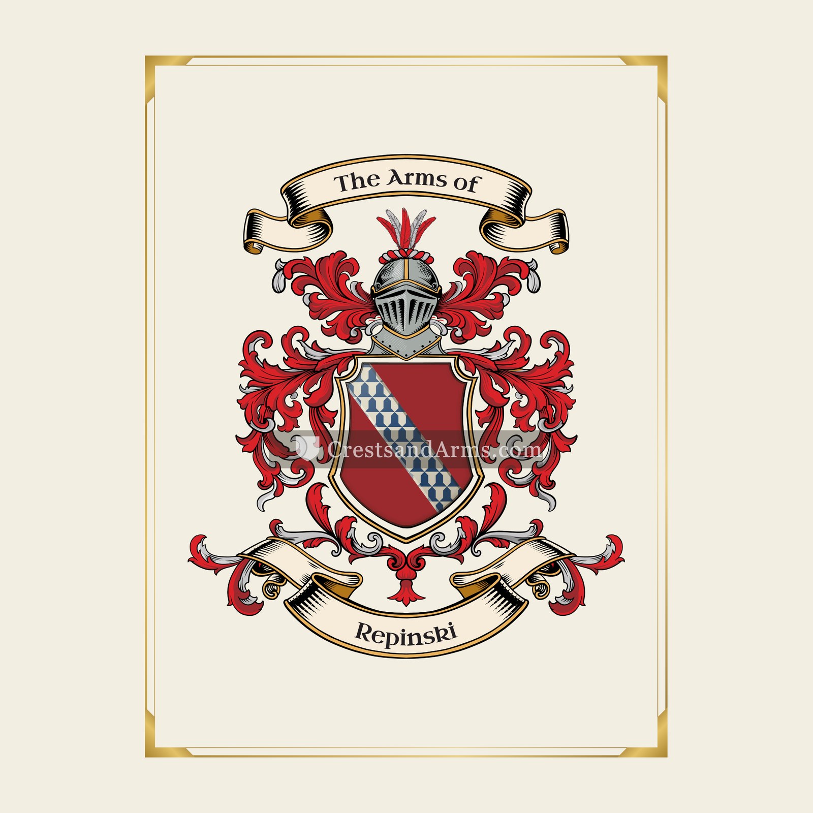 With gold border