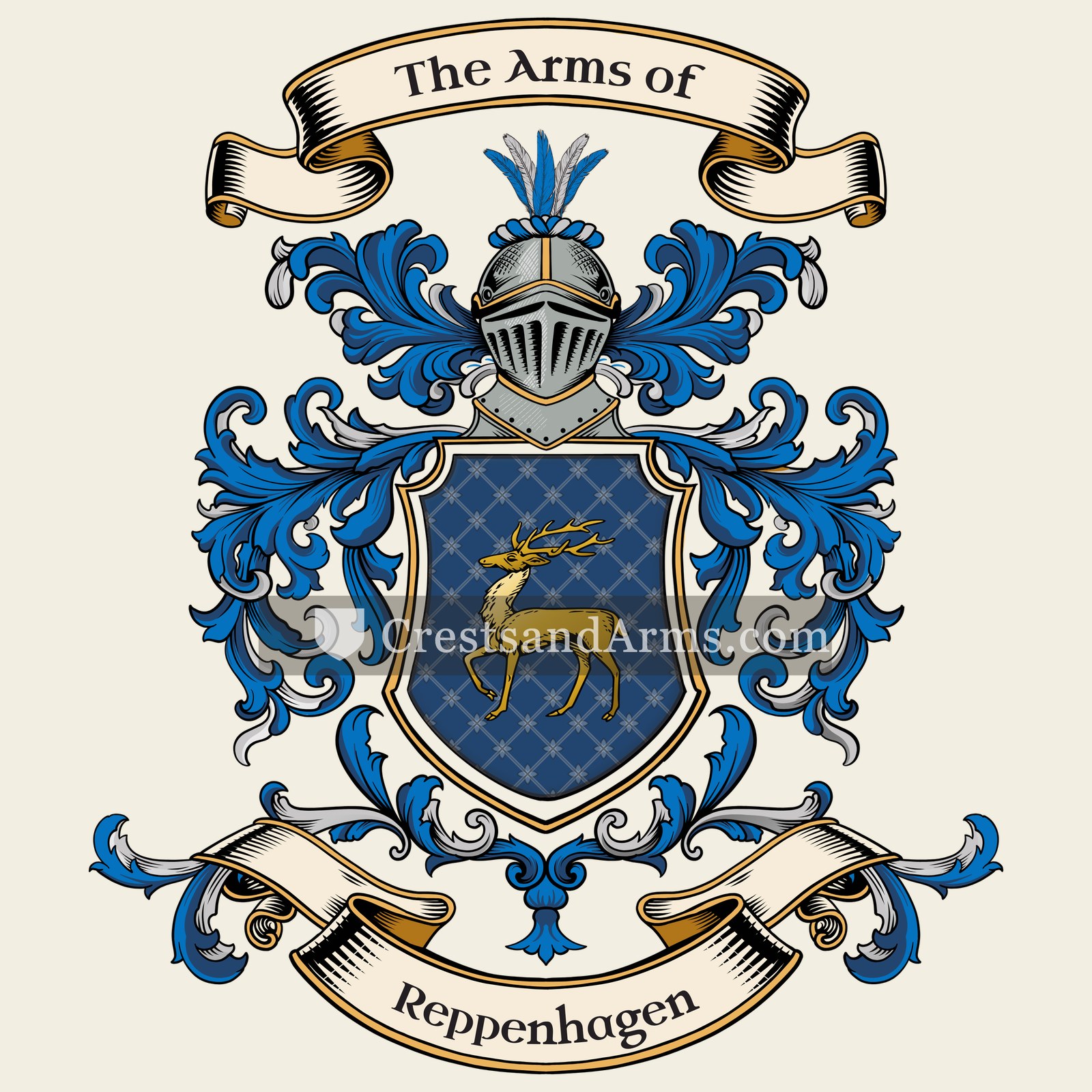 The Reppenhagen coat of arms, drawn from the recorded blazon