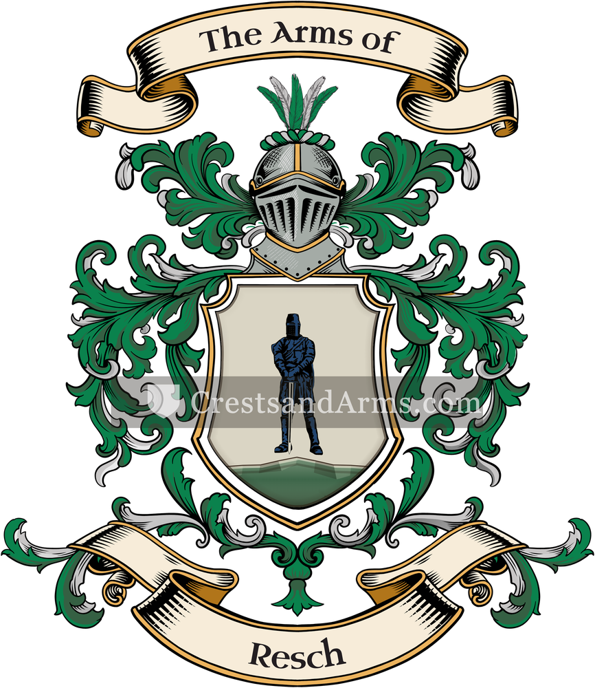 The Resch coat of arms, drawn from the recorded blazon